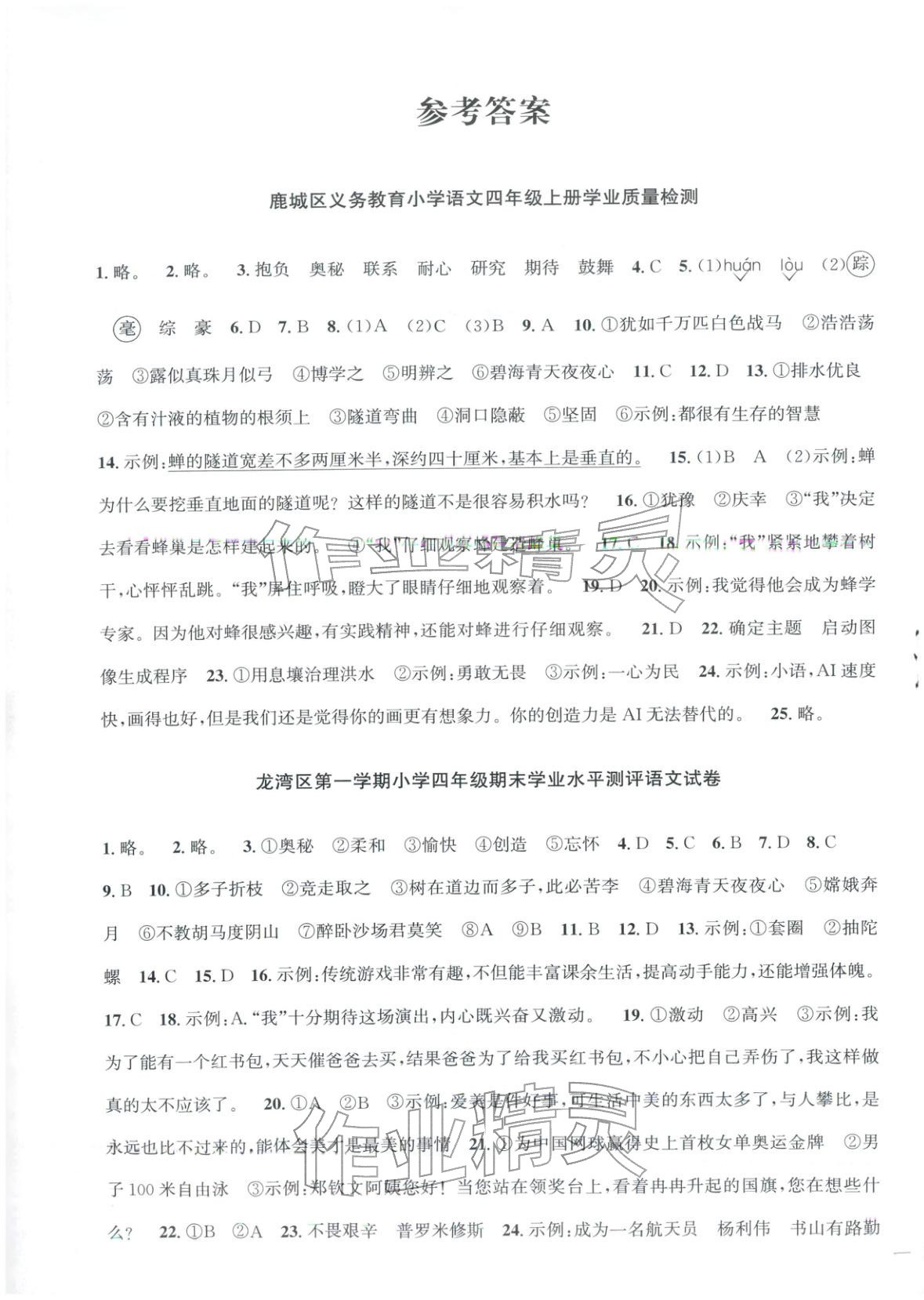 2025年阳光同学期末真题精选四年级语文上册人教版&nbsp;第5页