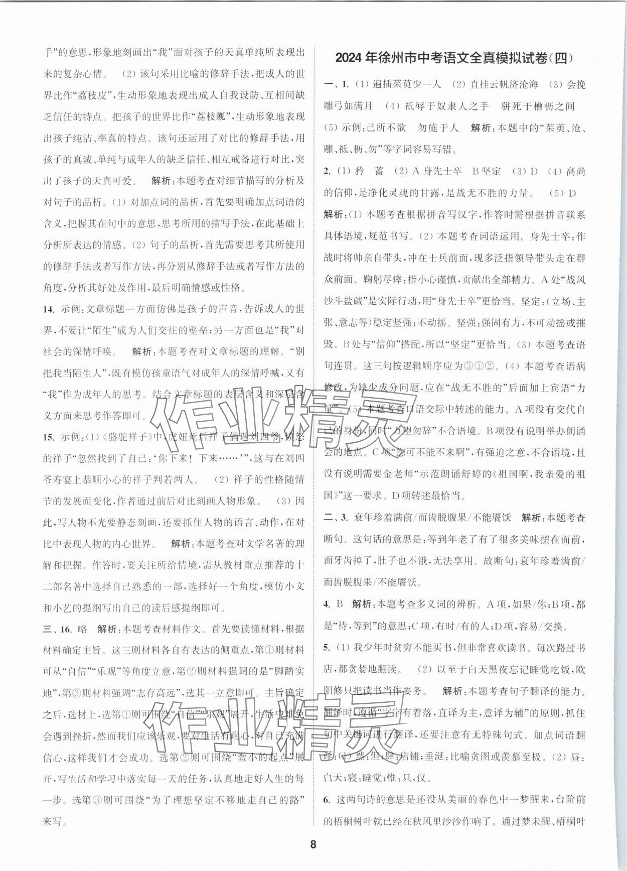 2024年拔尖中考沖刺卷語文徐州專版&nbsp;第8頁