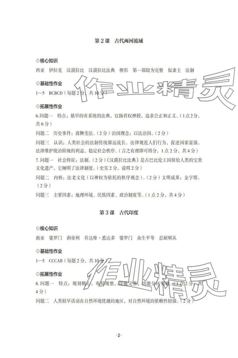 2025年知识与能力训练九年级历史上册人教版 参考答案第2页