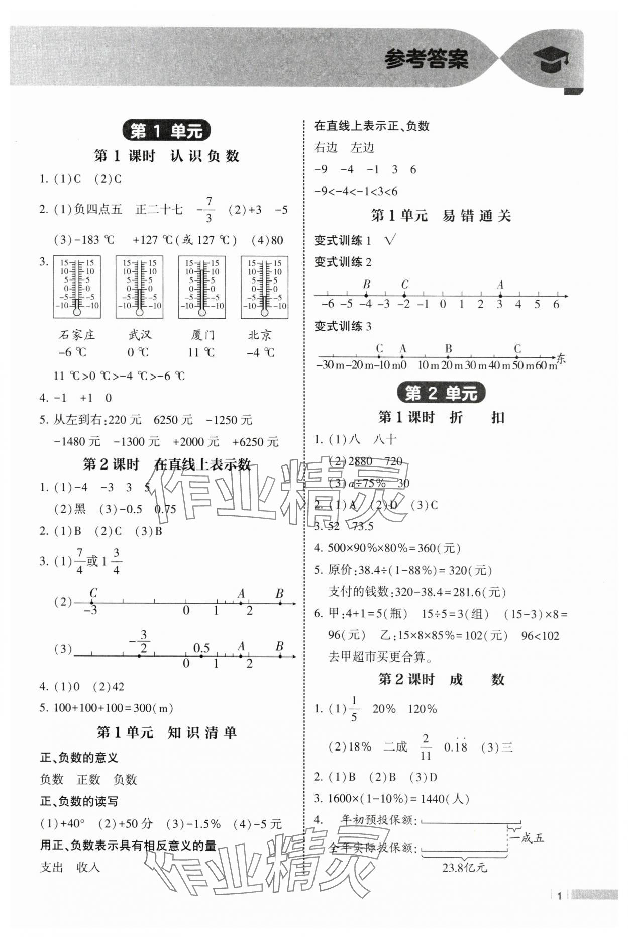 2025年經(jīng)綸學(xué)典課時作業(yè)六年級數(shù)學(xué)下冊人教版 參考答案第1頁