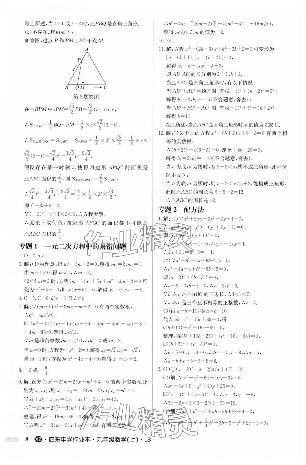 2025年啟東中學(xué)作業(yè)本九年級數(shù)學(xué)上冊蘇科版徐州專版 第8頁