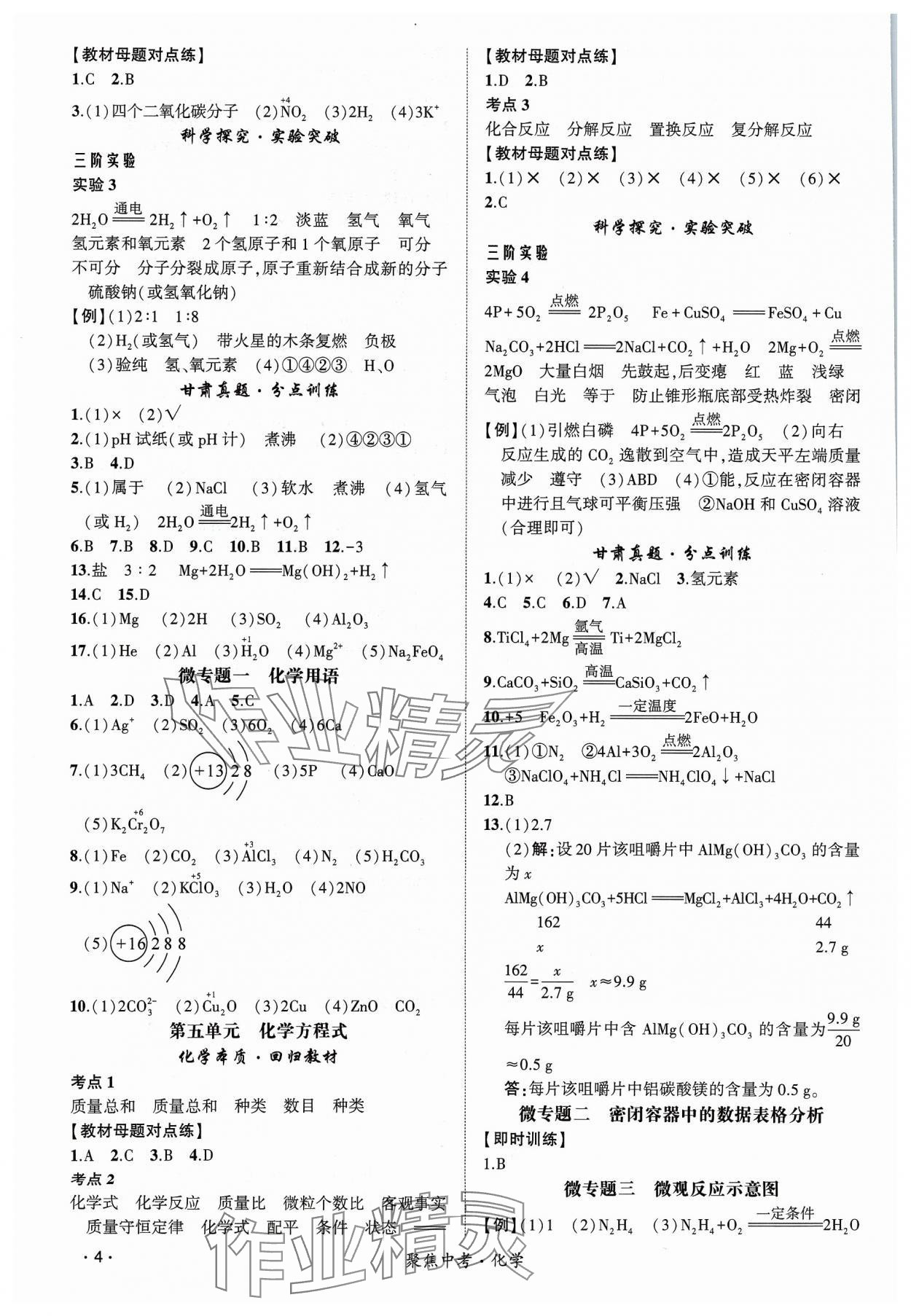 2024年聚焦中考化学通用版甘肃专版 第4页