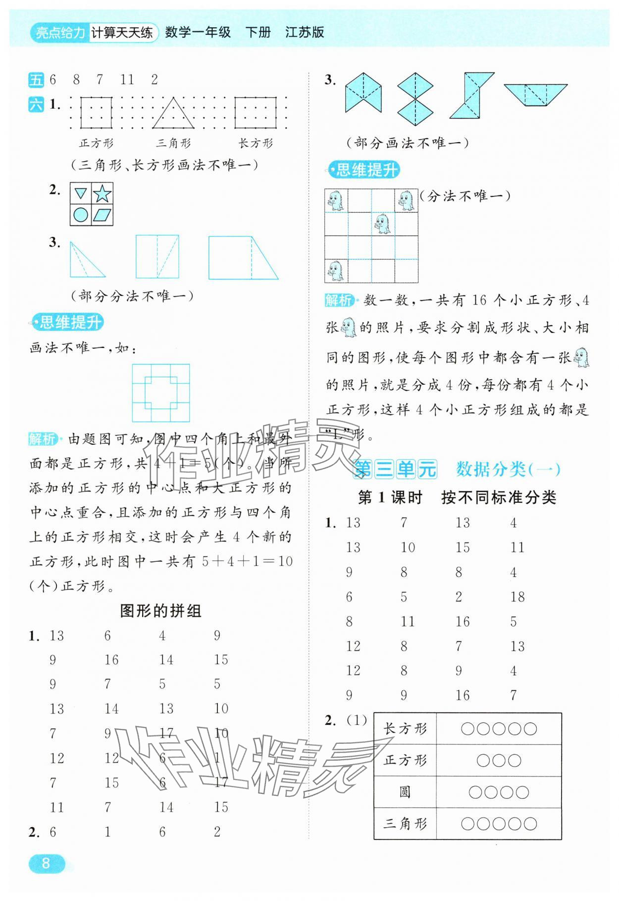 2025年亮點(diǎn)給力計(jì)算天天練一年級(jí)數(shù)學(xué)下冊(cè)蘇教版 第8頁