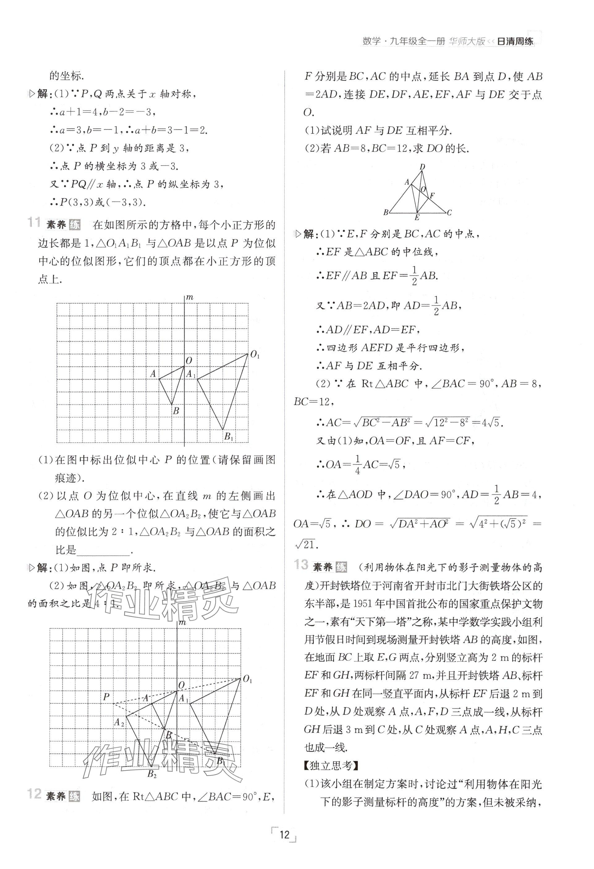 2024年日清周練九年級(jí)數(shù)學(xué)全一冊(cè)華師大版 參考答案第24頁(yè)