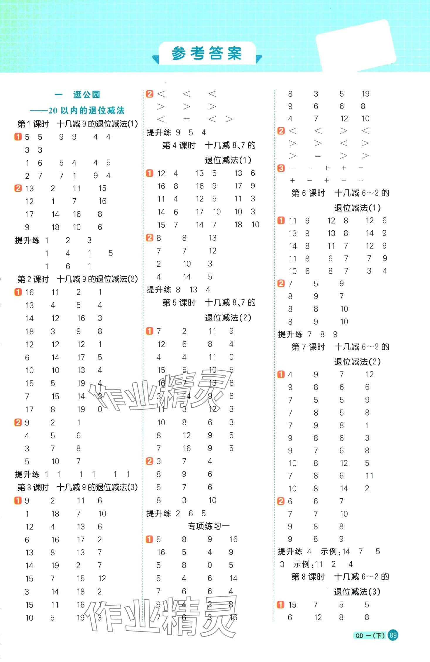 2024年陽光同學計算小達人一年級數學下冊青島版 第1頁