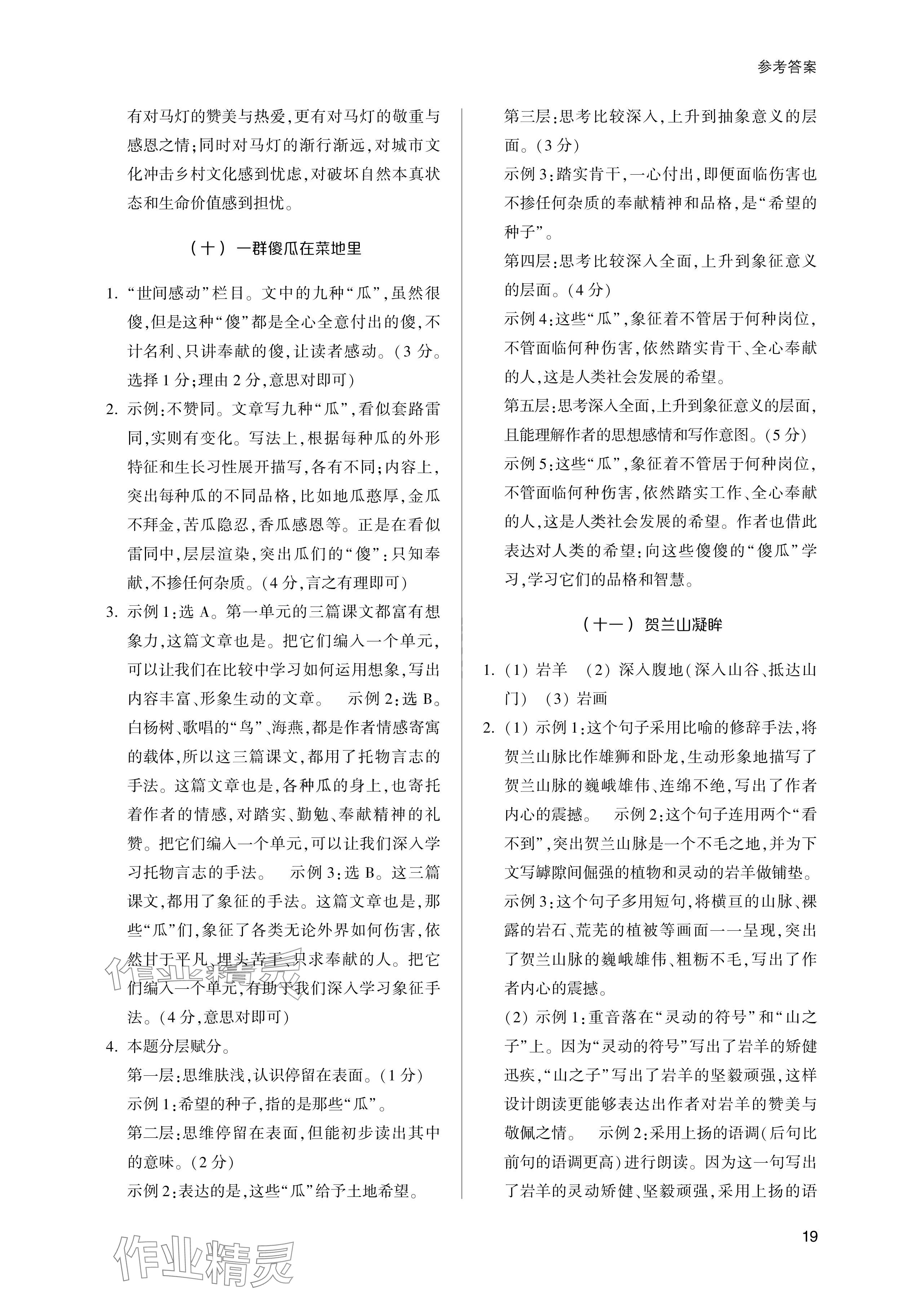 2024年樂(lè)支點(diǎn)中考高分沖刺語(yǔ)文&nbsp;參考答案第19頁(yè)