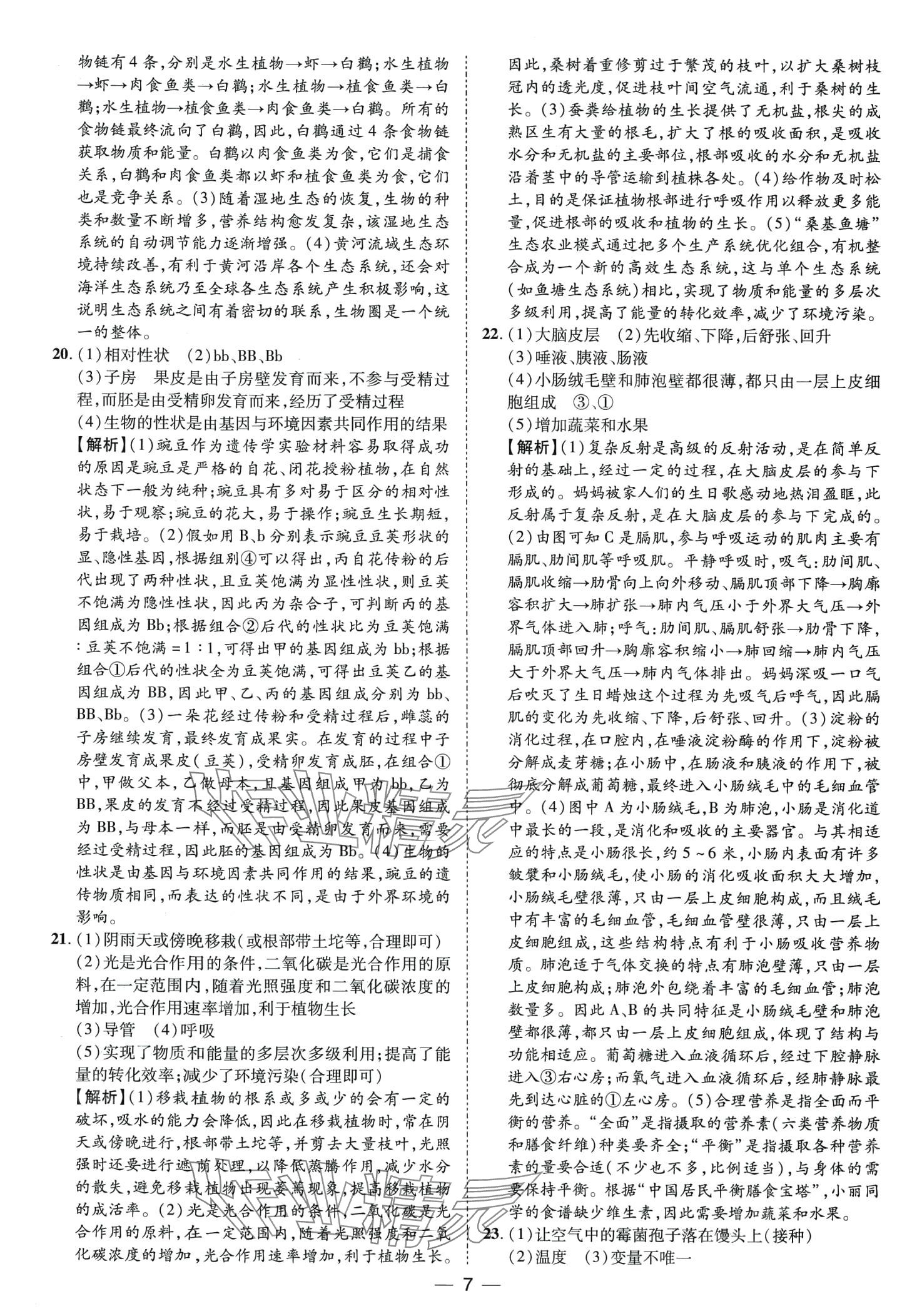 2024年鲁人泰斗中考必备中考试题汇编生物中考山东专版&nbsp;第7页