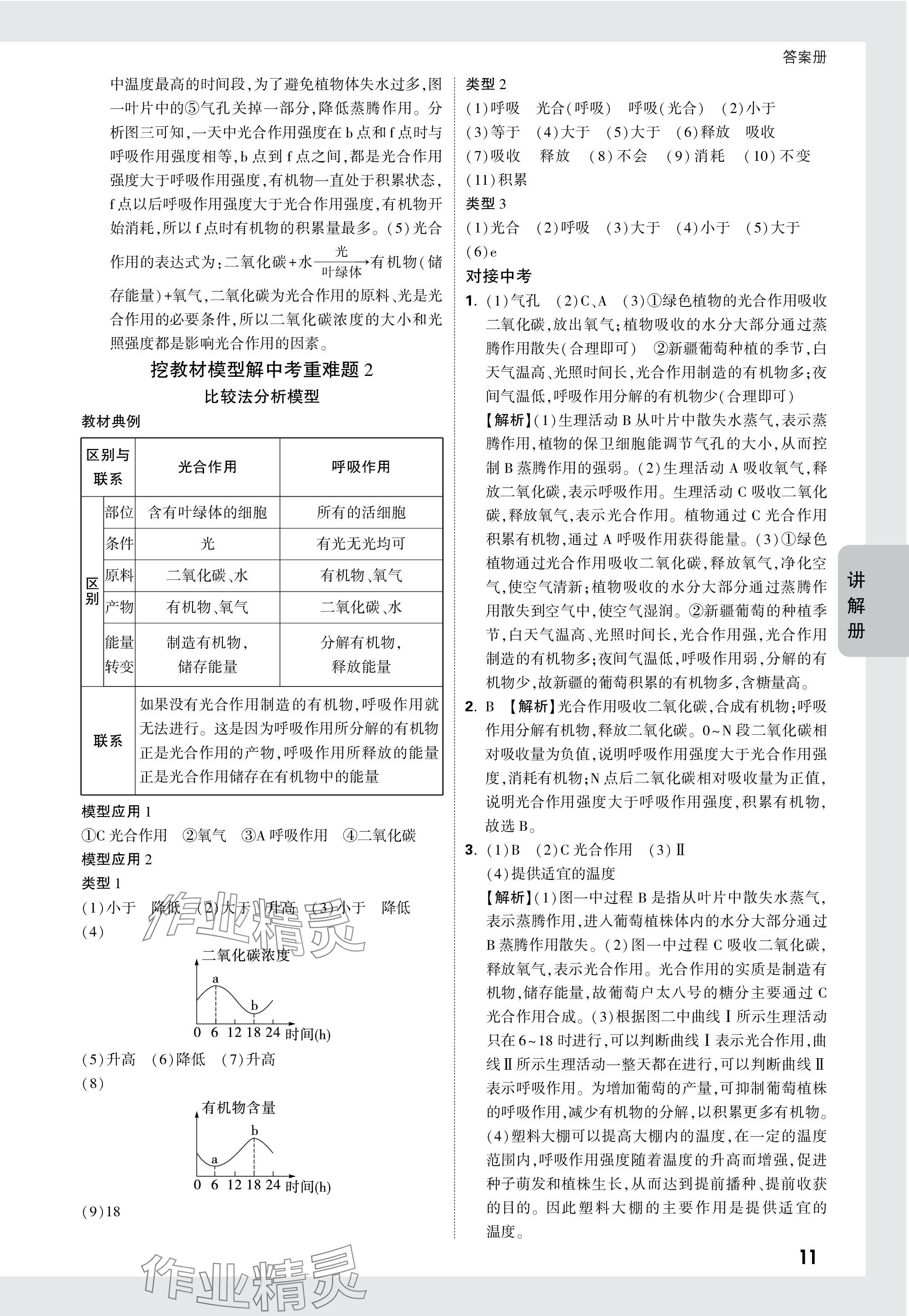 2024年中考面對(duì)面生物 參考答案第11頁(yè)