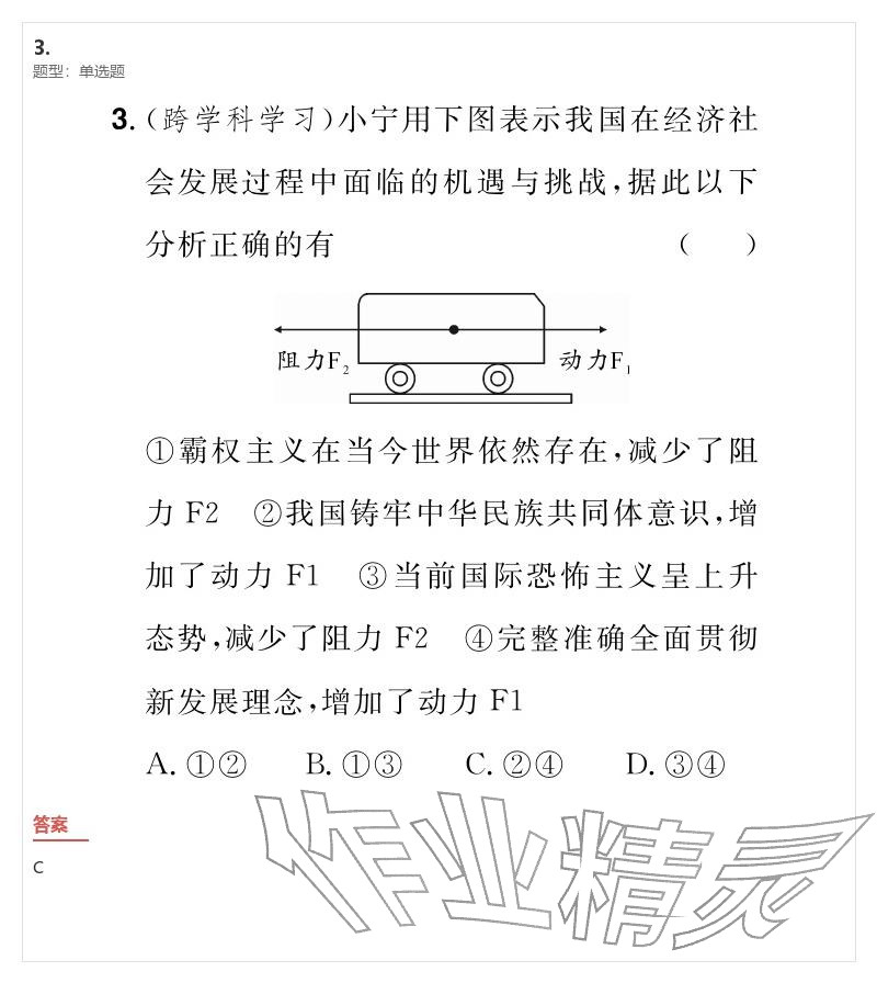 2026年优质课堂导学案九年级道德与法治下册人教版&nbsp;参考答案第66页