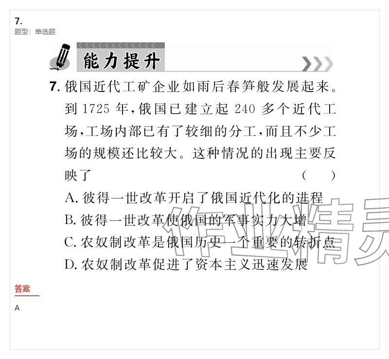 2026年優(yōu)質(zhì)課堂導(dǎo)學(xué)案九年級歷史下冊人教版&nbsp;參考答案第18頁