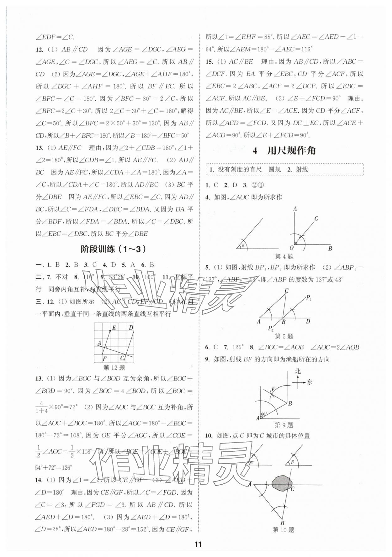 2024年通城学典课时作业本七年级数学下册北师大版 参考答案第10页