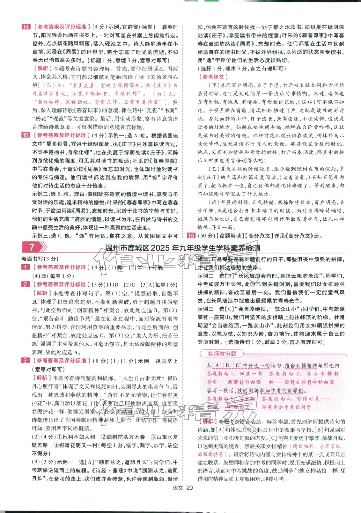 2026年金考卷浙江中考45套汇编语文浙江专版 第20页
