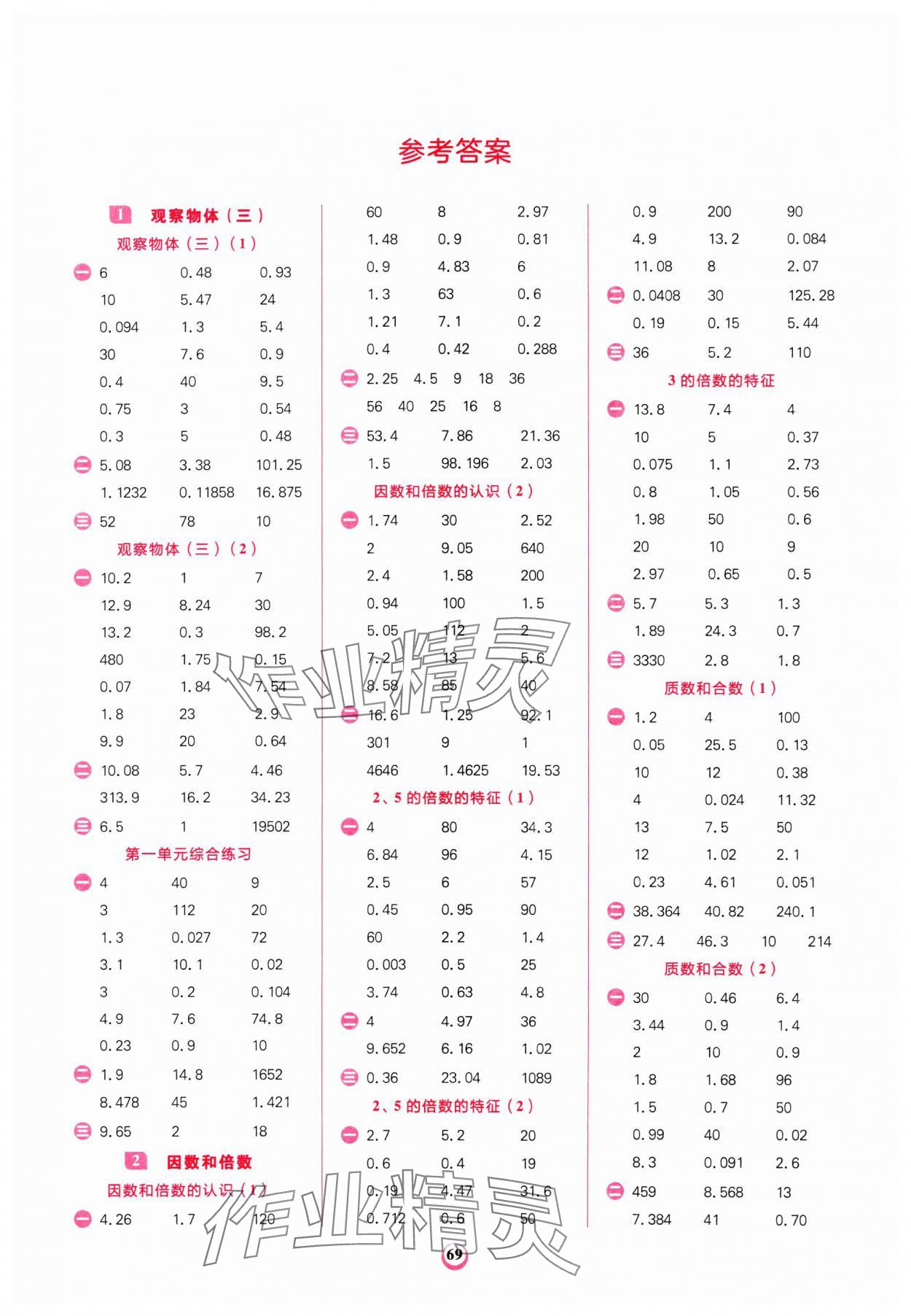 2025年計算全能五年級數(shù)學(xué)下冊人教版 第1頁