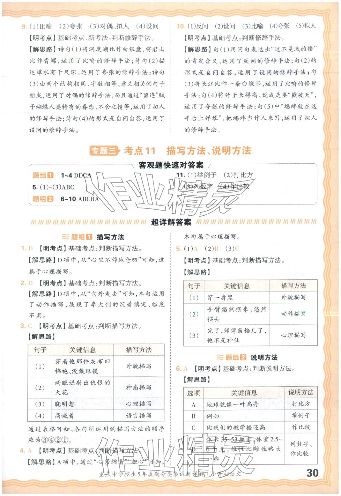 2026年重点中学招生5年真题分类集训小升初语文&nbsp;第30页