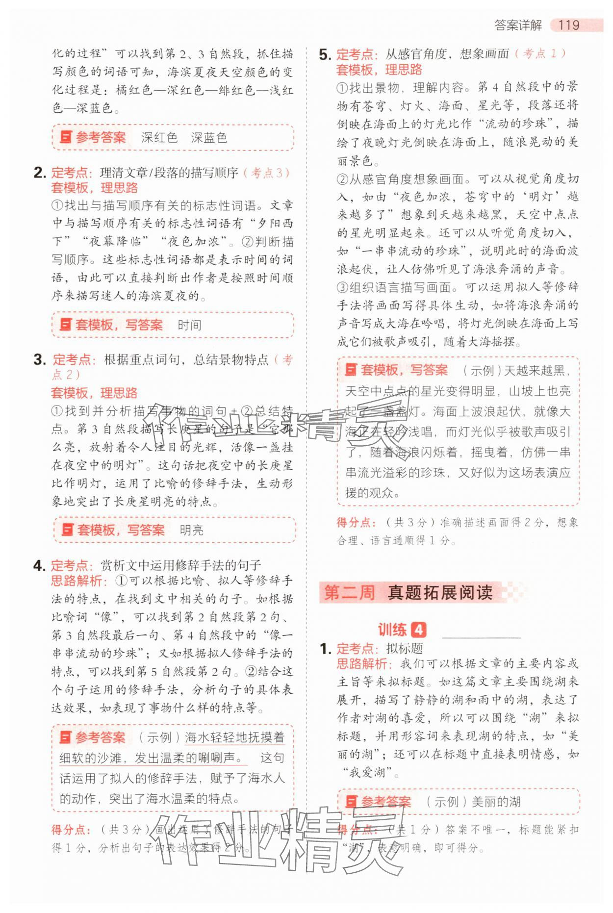 2025年开心语文阅读理解答题模版四年级语文上册人教版 第3页