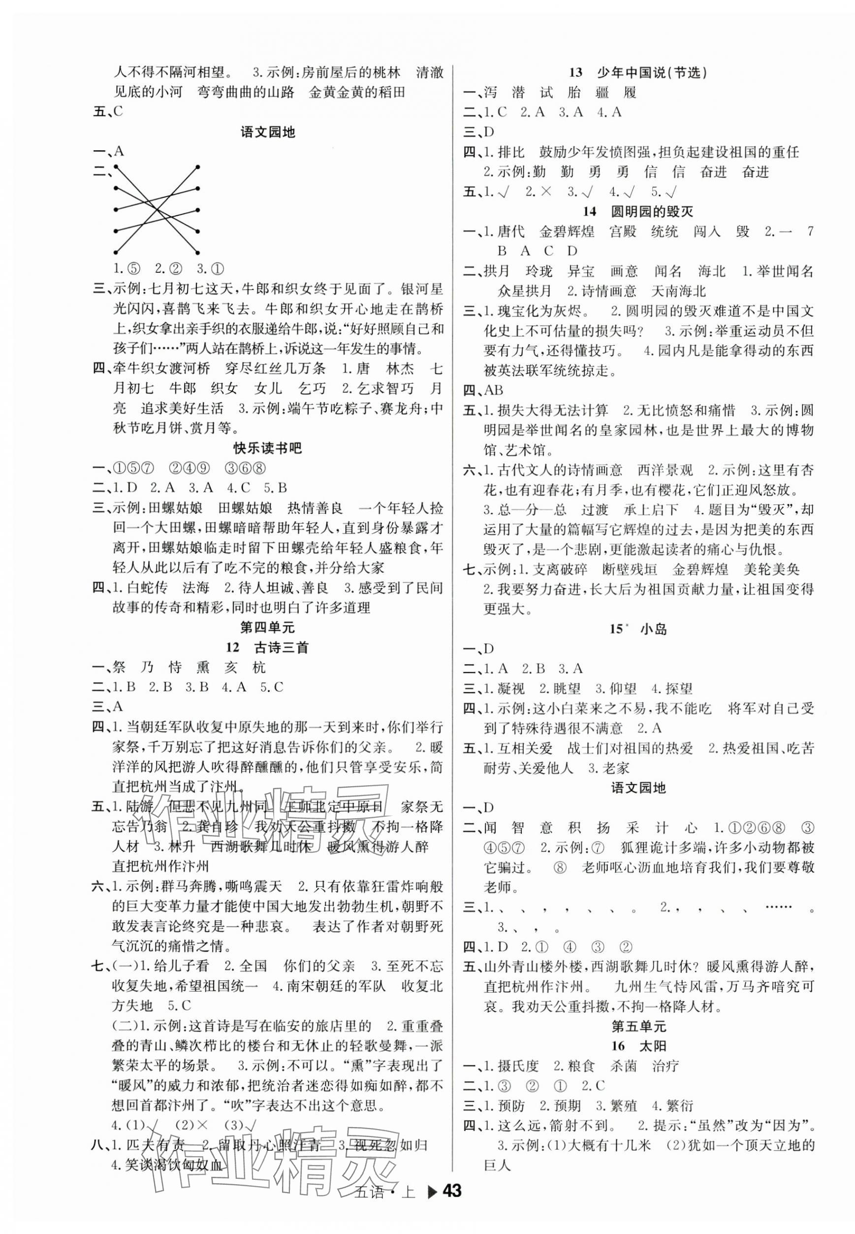 2023年主題作業(yè)本五年級語文上冊人教版 第3頁