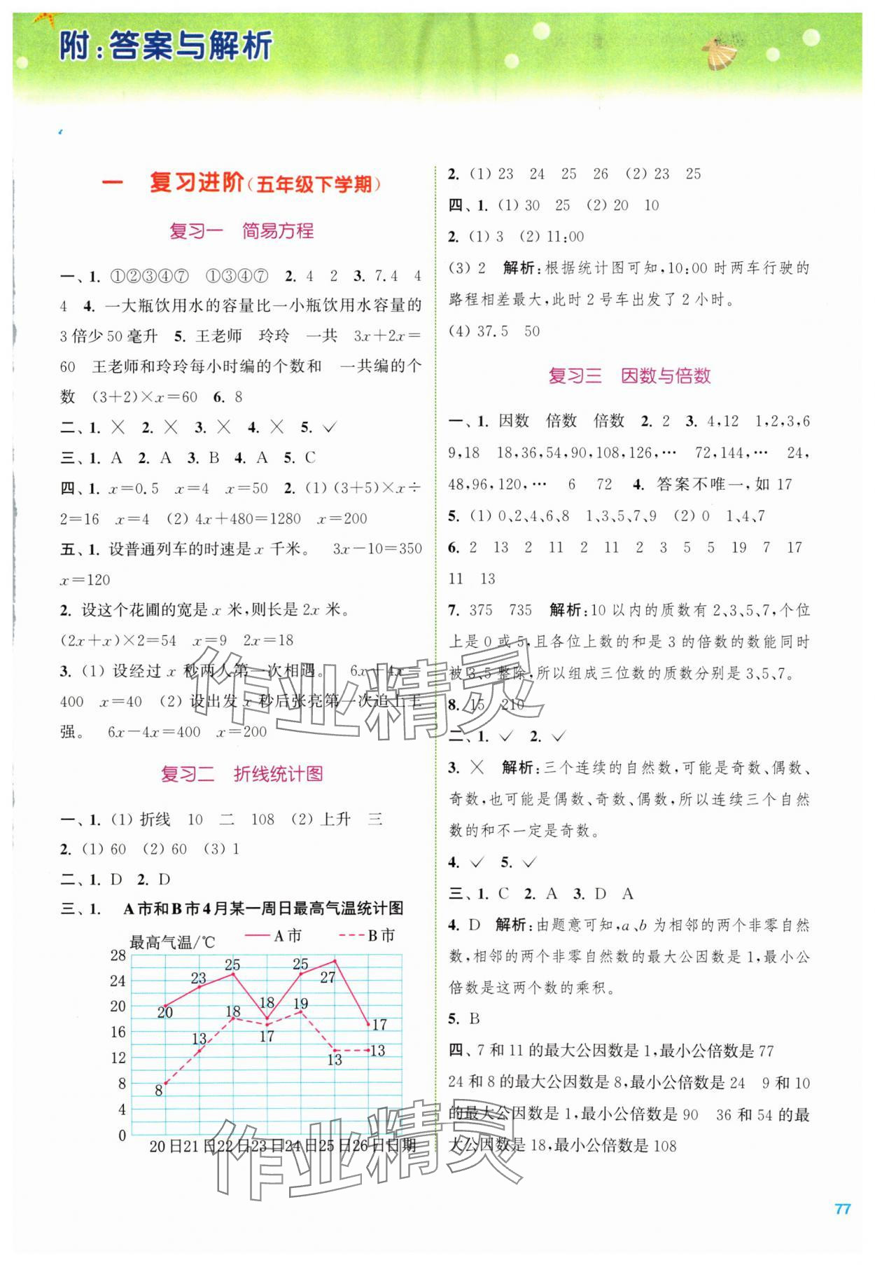 2024年暑期升級訓練五年級數(shù)學蘇教版浙江教育出版社 第1頁