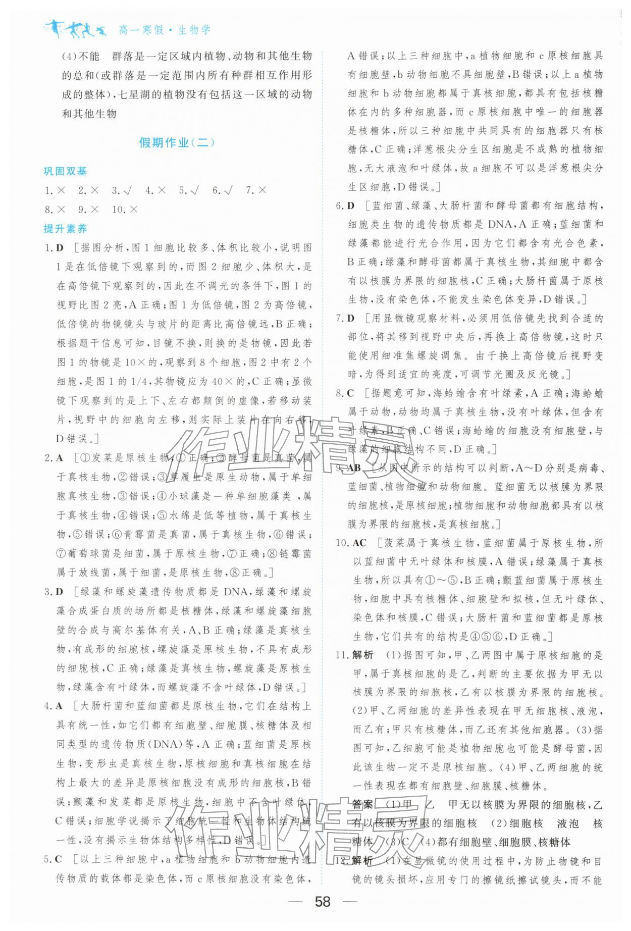 2026年百汇大课堂假期作业寒假高一生物通用版&nbsp;第2页