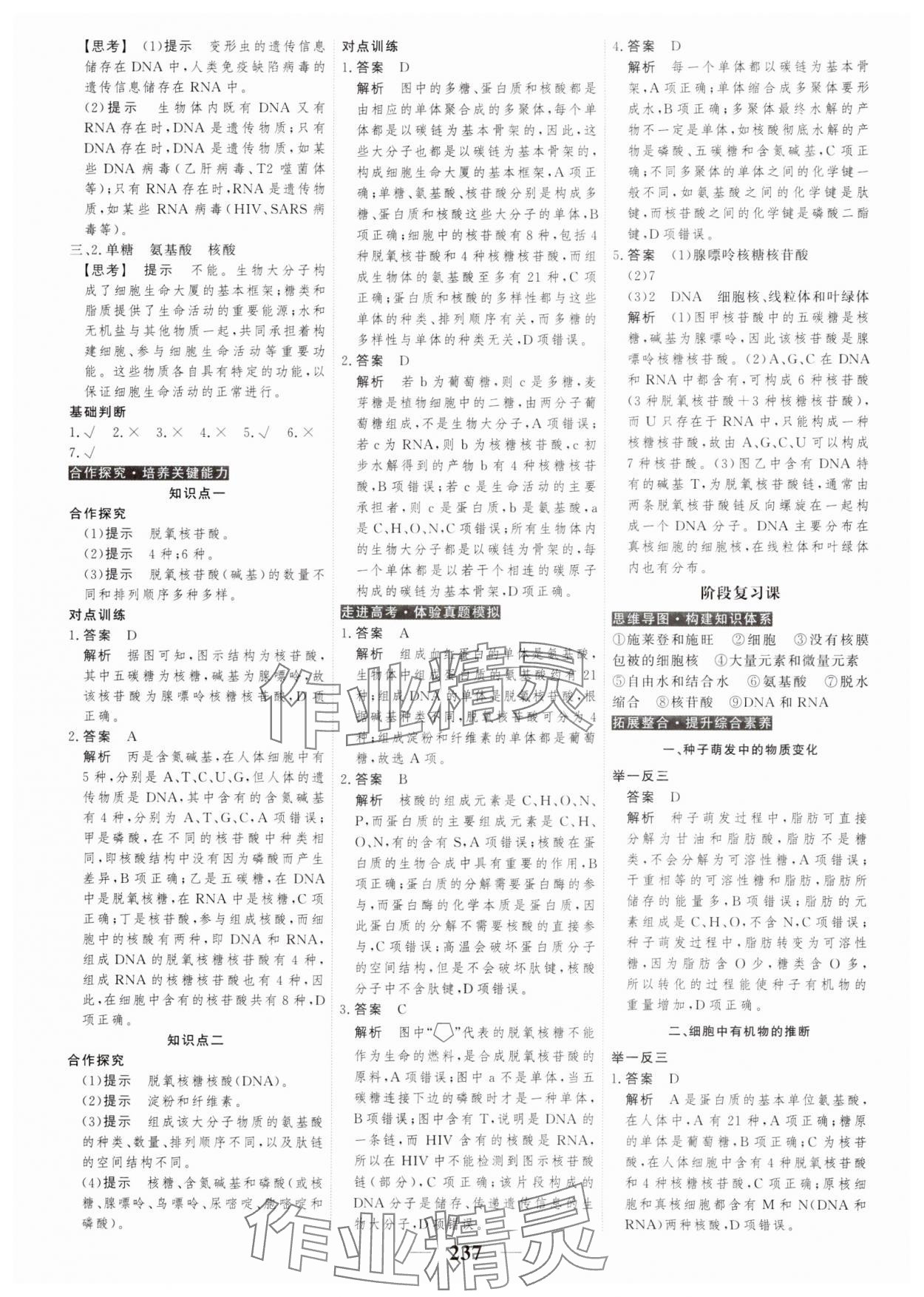 2023年高考調(diào)研衡水重點(diǎn)中學(xué)新教材同步學(xué)案高中生物必修1人教版 第7頁