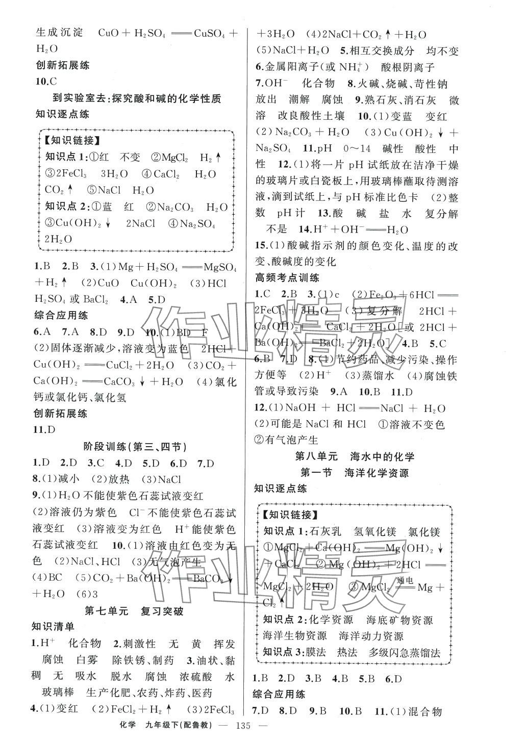 2024年黃岡金牌之路練闖考九年級(jí)化學(xué)下冊(cè)魯教版 第3頁(yè)