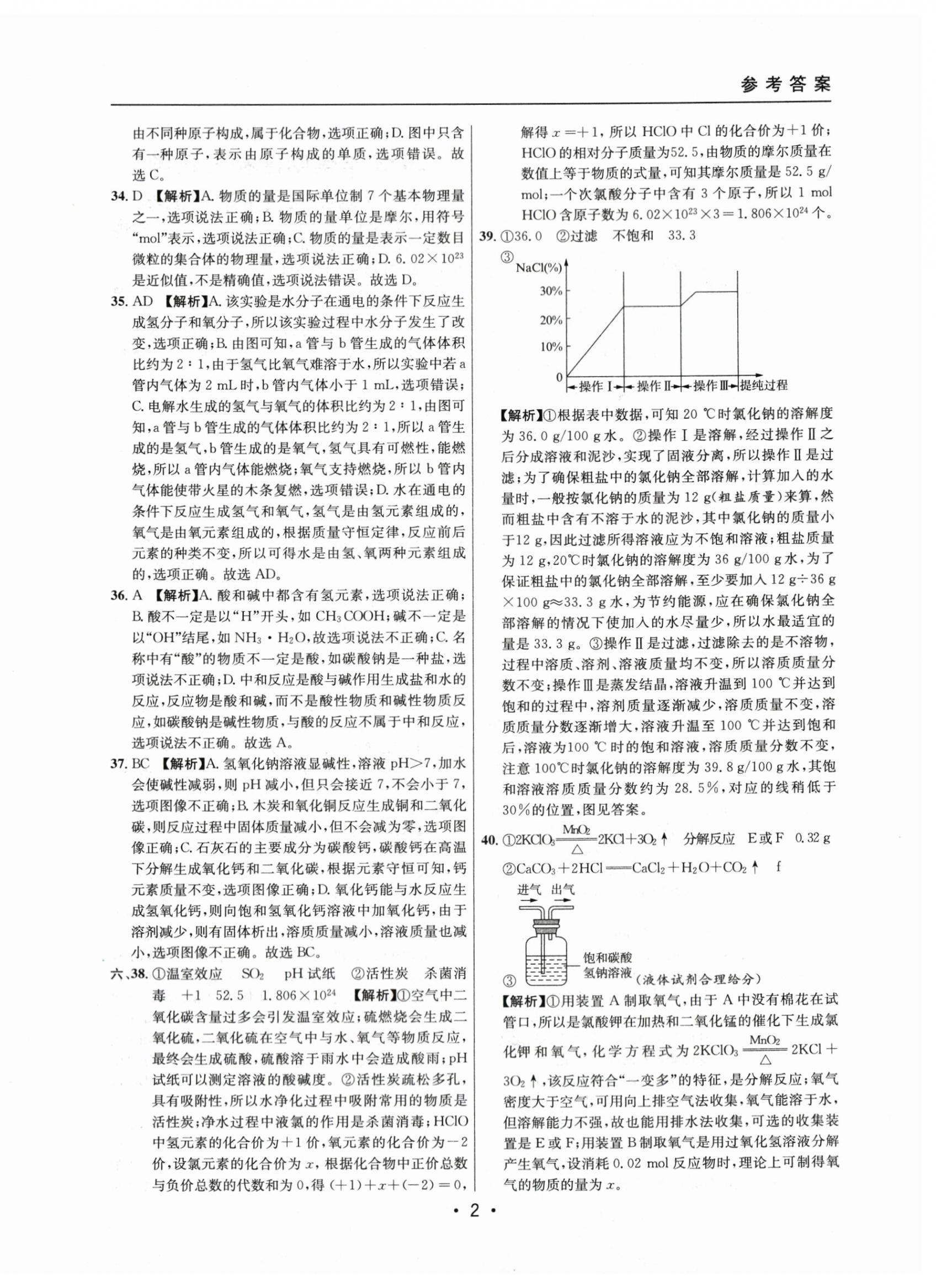 2021~2023年中考实战名校在招手化学一模卷 第2页