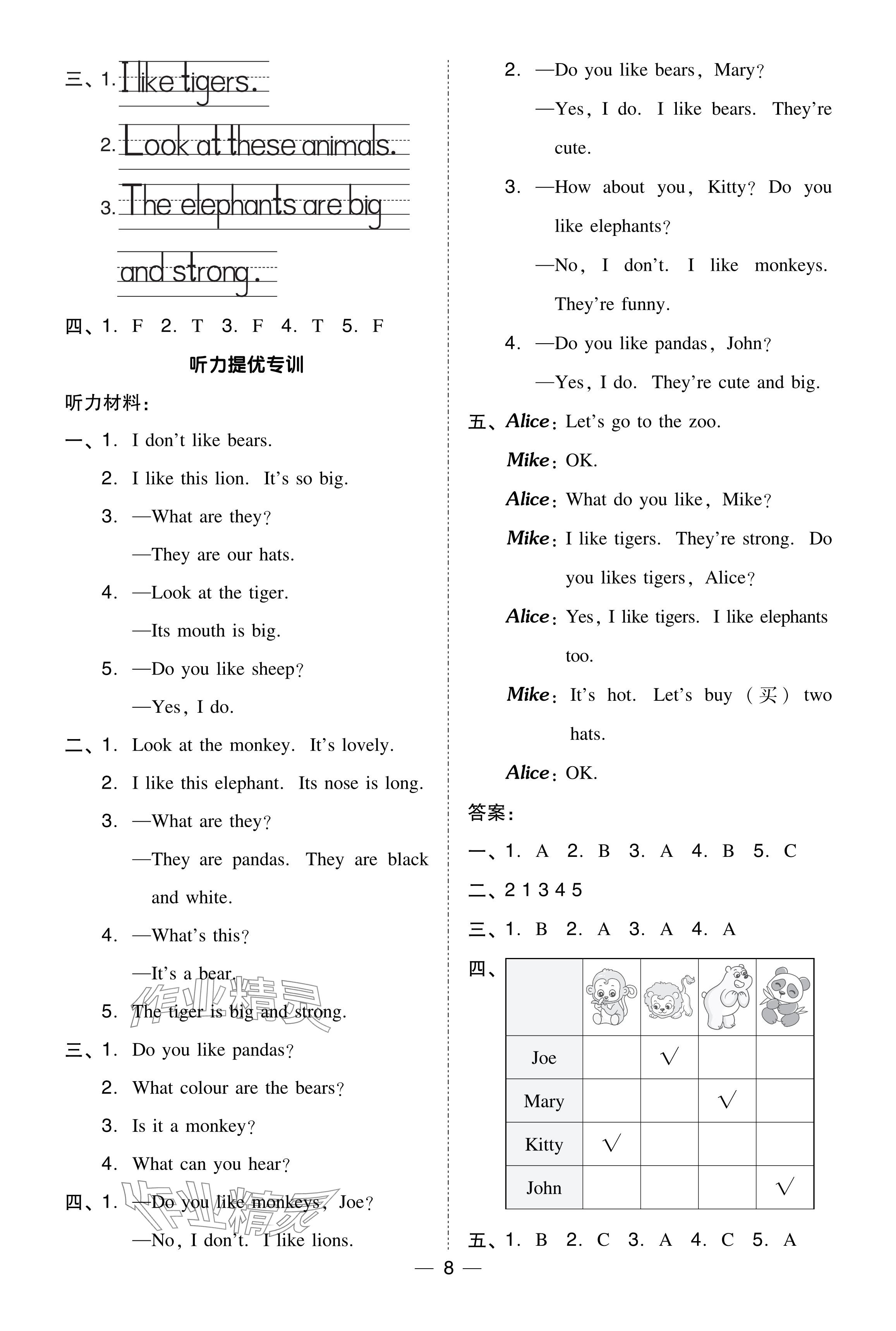 2024年綜合應用創(chuàng)新題典中點三年級英語下冊滬教版山西專用 參考答案第8頁