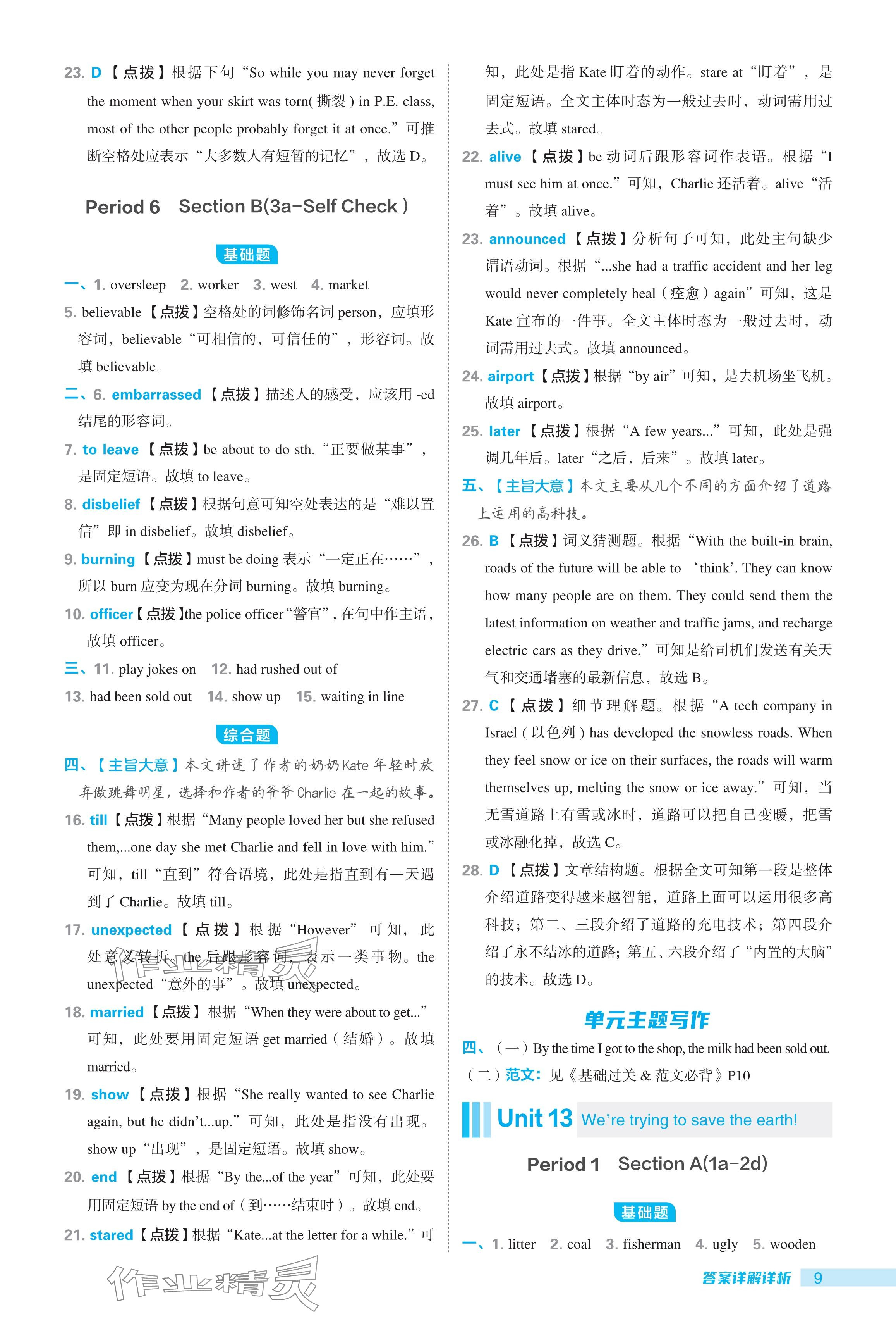 2024年綜合應用創(chuàng)新題典中點九年級英語下冊人教版陜西專用 參考答案第9頁