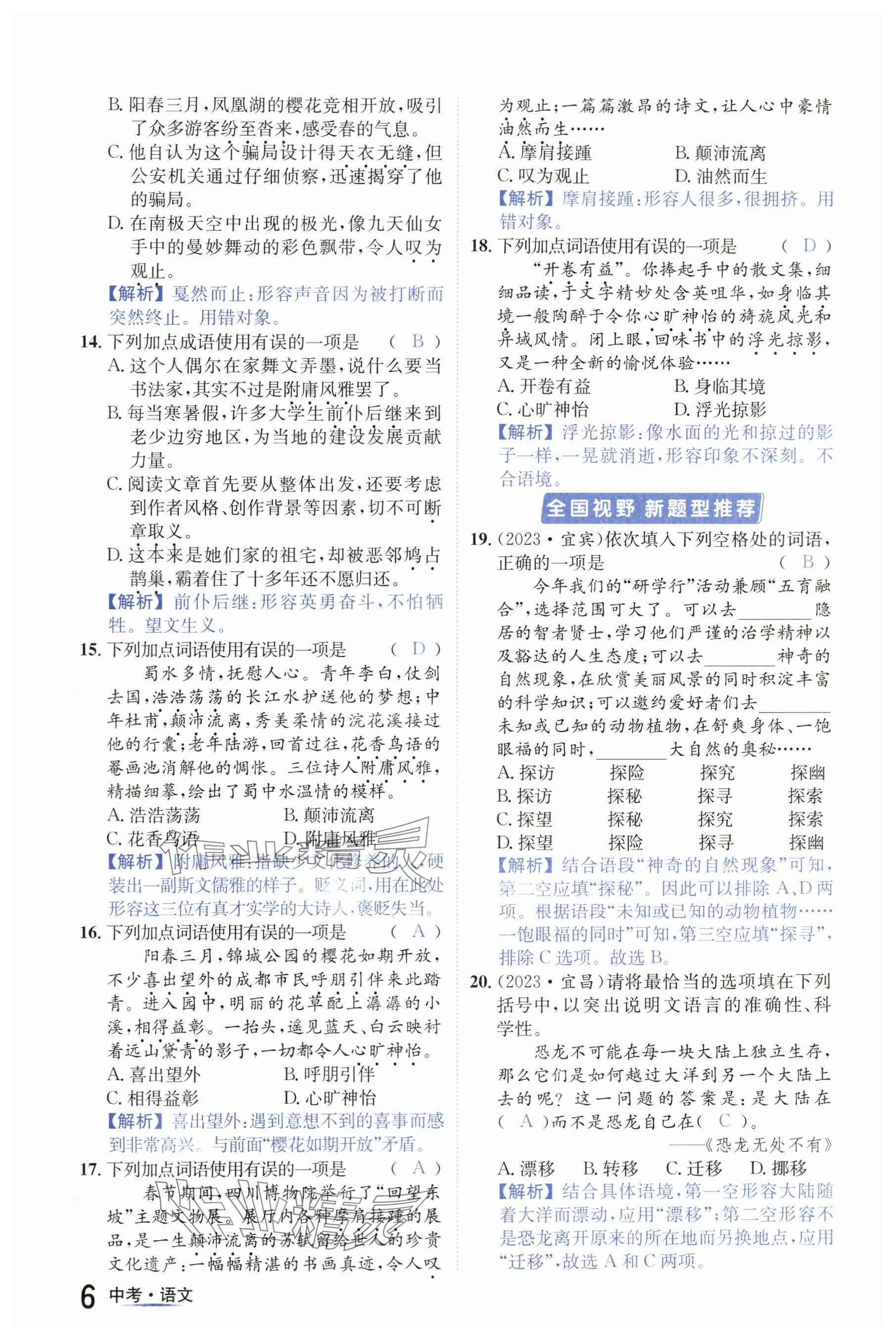 2024年國(guó)華圖書中考拐點(diǎn)語(yǔ)文南充專版 參考答案第6頁(yè)