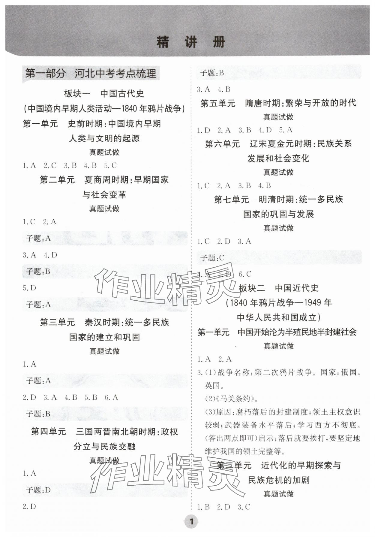 2025年中考大數(shù)據(jù)歷史中考河北專版 參考答案第1頁(yè)