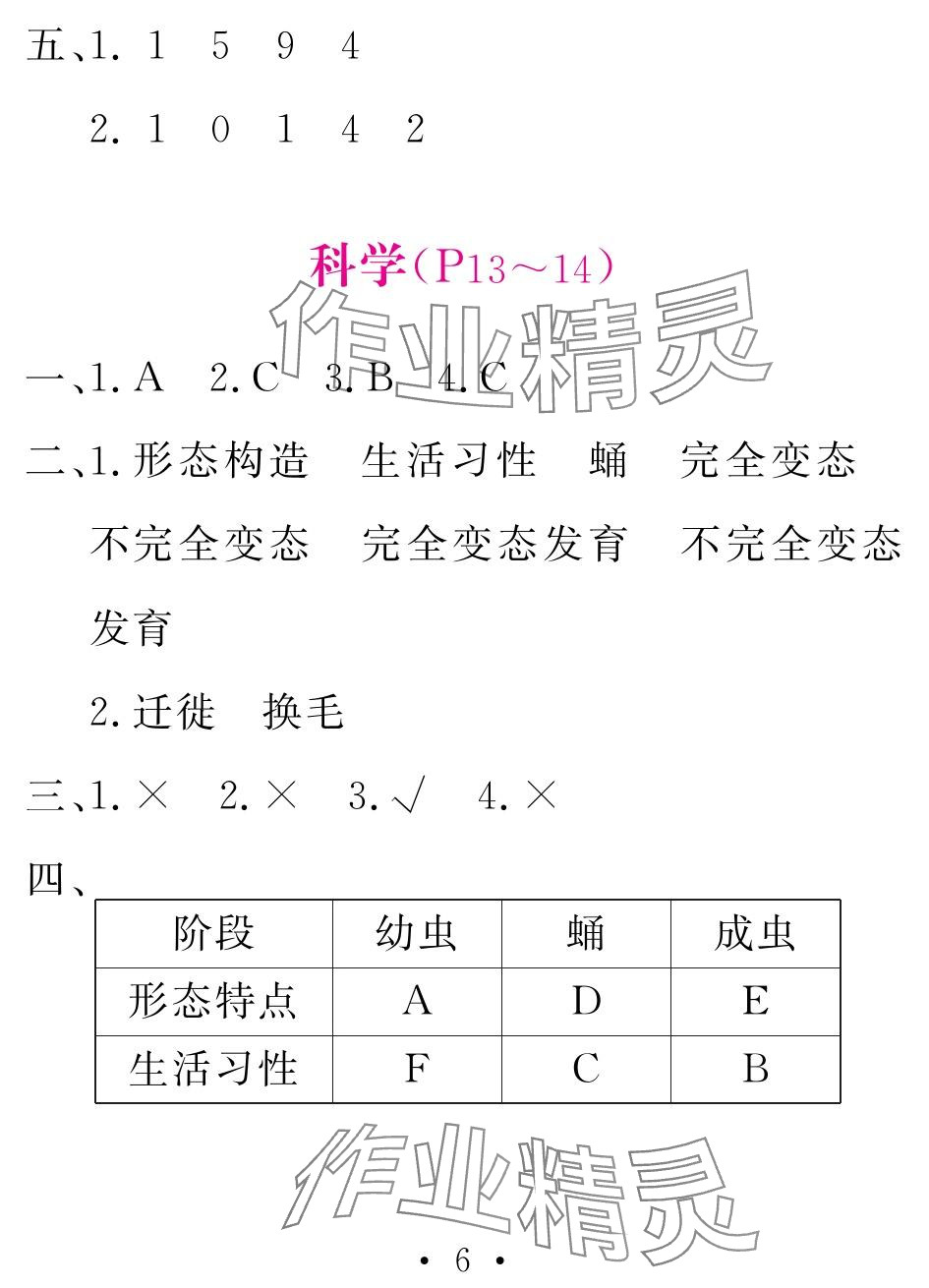 2024年天舟文化精彩暑假團(tuán)結(jié)出版社四年級(jí)綜合 參考答案第6頁(yè)
