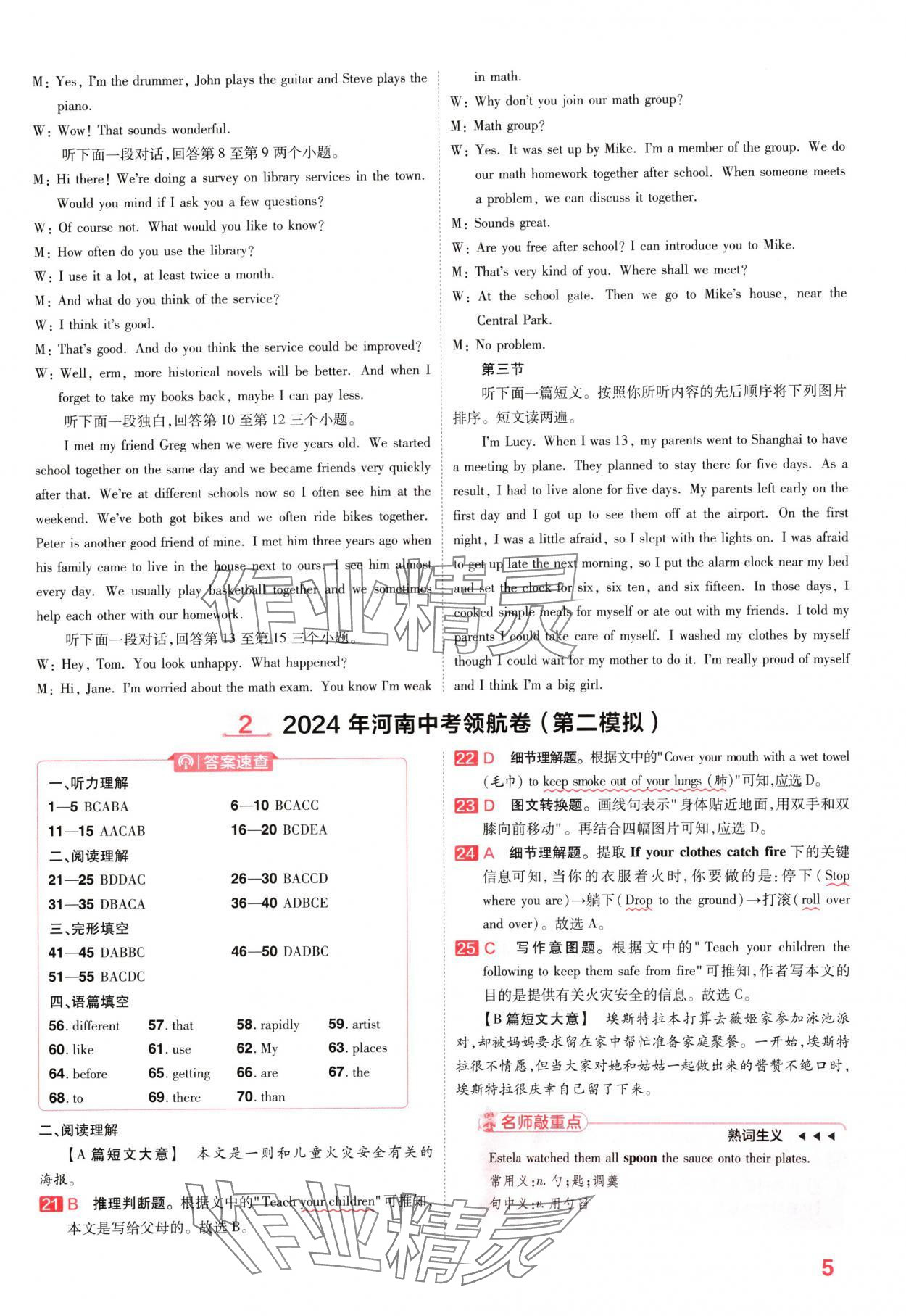 2024年金考卷百校联盟系列中考领航卷英语河南专版 参考答案第4页