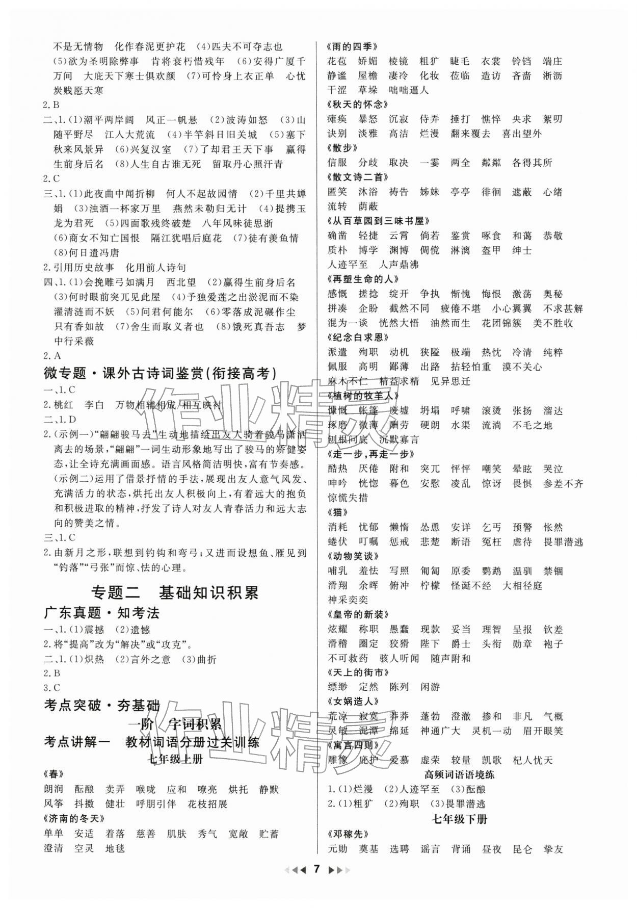 2026年新中考新启航语文中考广东专版&nbsp;第7页