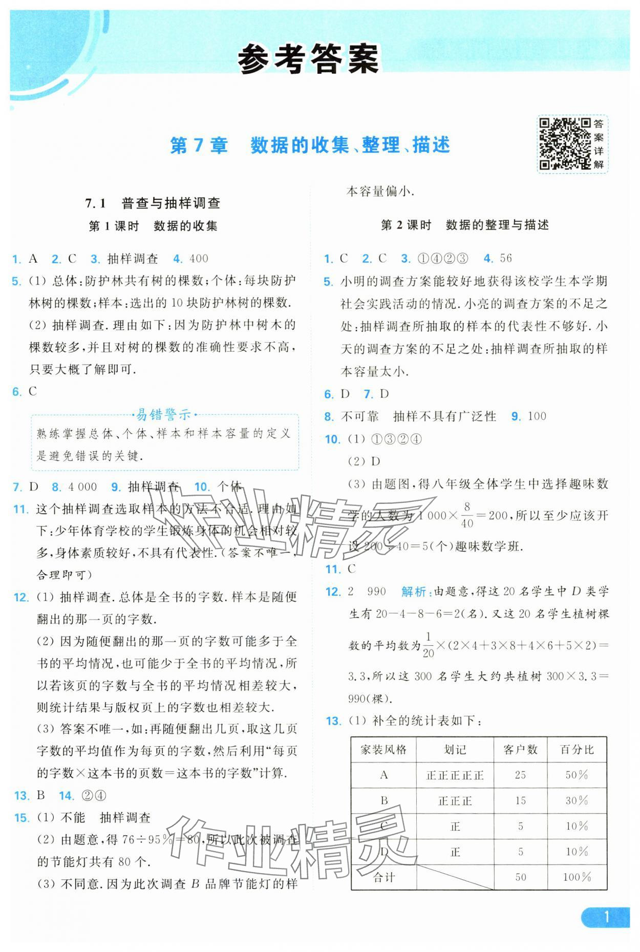 2025年亮點給力提優(yōu)課時作業(yè)本八年級數(shù)學下冊蘇科版 參考答案第1頁