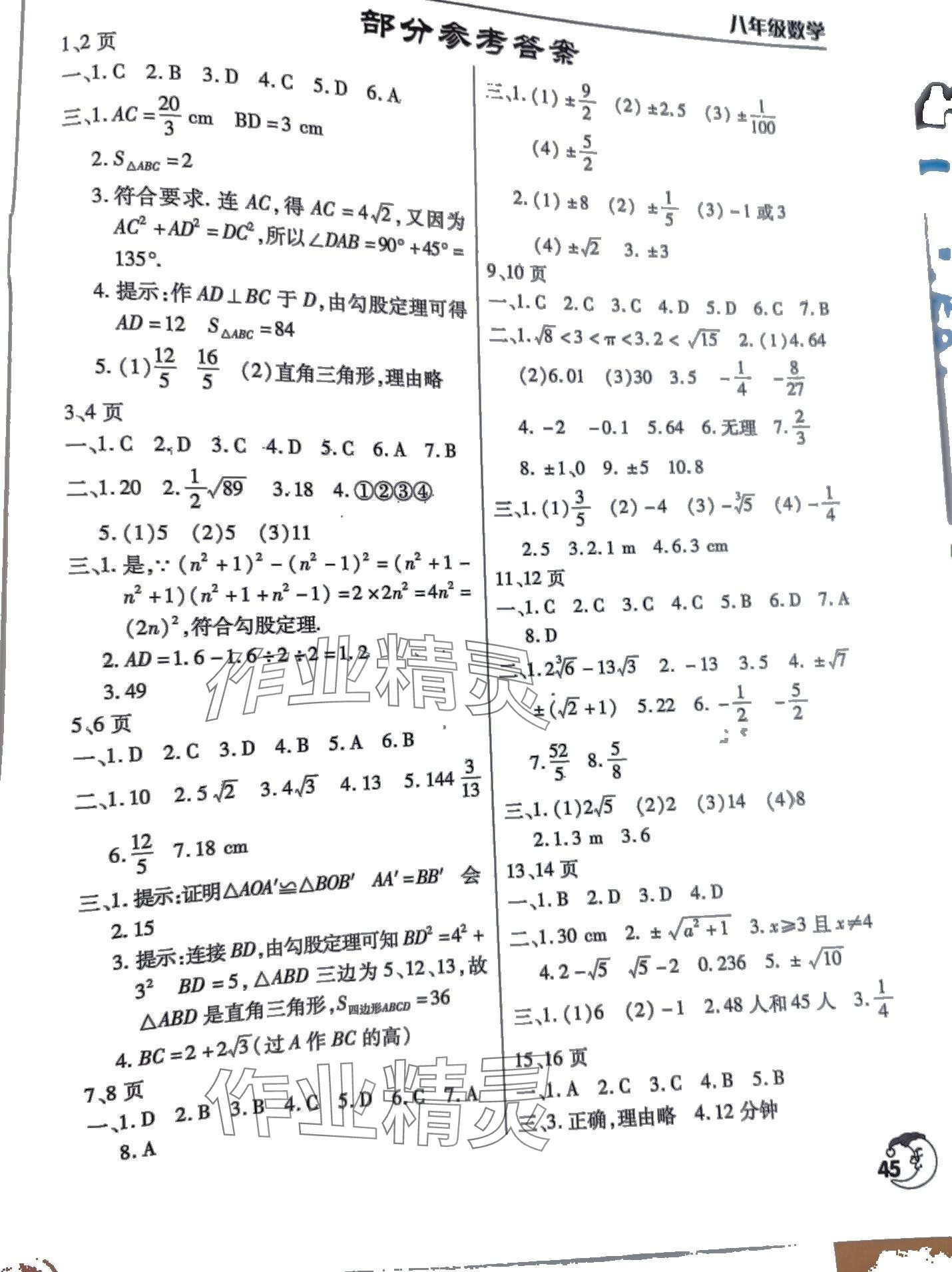 2024年寒假作业天天练文心出版社八年级数学通用版 第1页