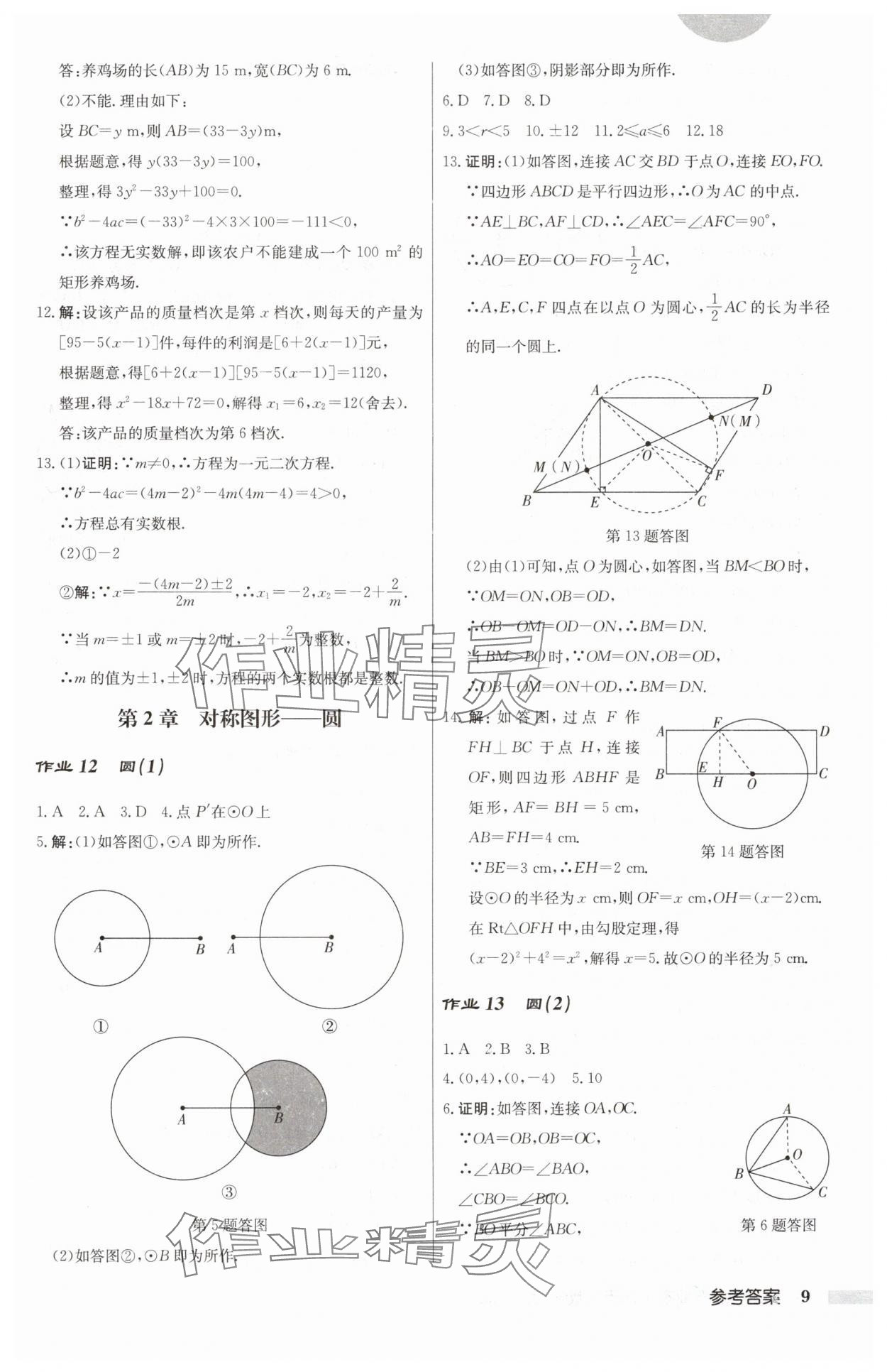 2024年啟東中學作業(yè)本九年級數(shù)學上冊蘇科版 第9頁