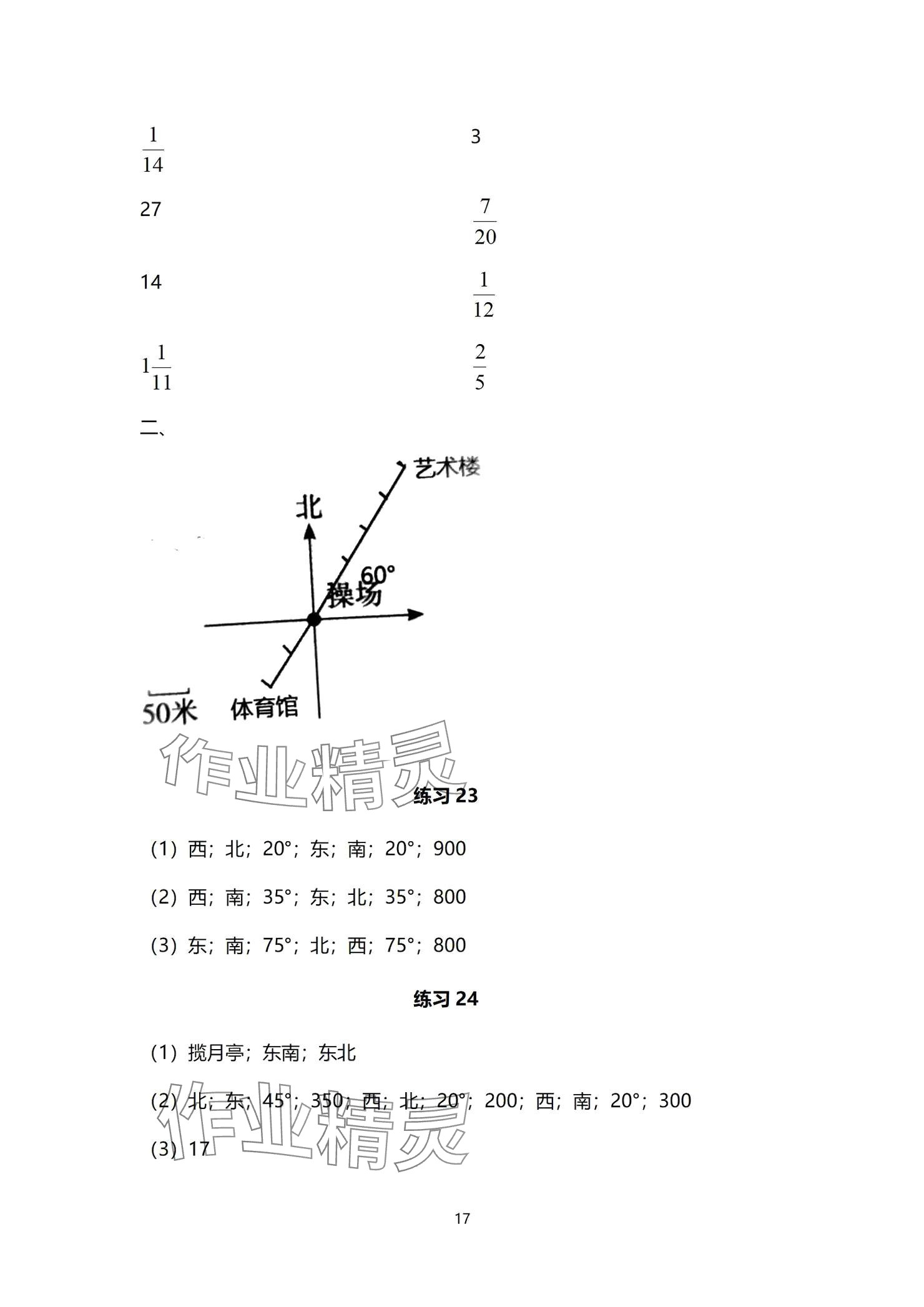 2024年口算天天練口算題卡六年級數(shù)學(xué)上冊人教版 參考答案第17頁