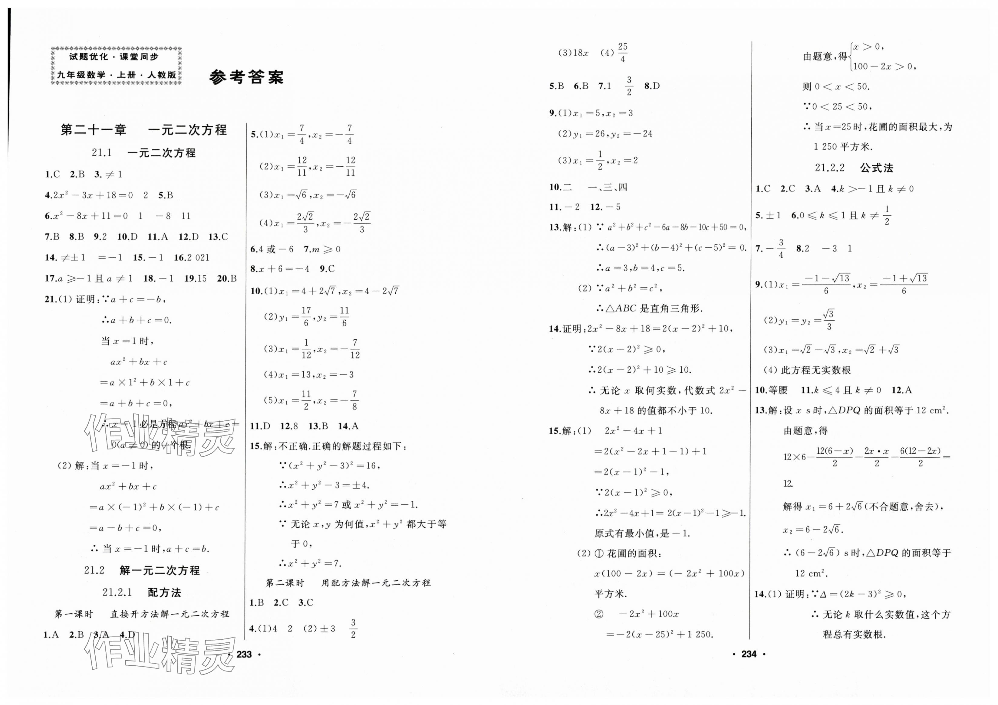 2025年试题优化课堂同步九年级数学上册人教版 第1页