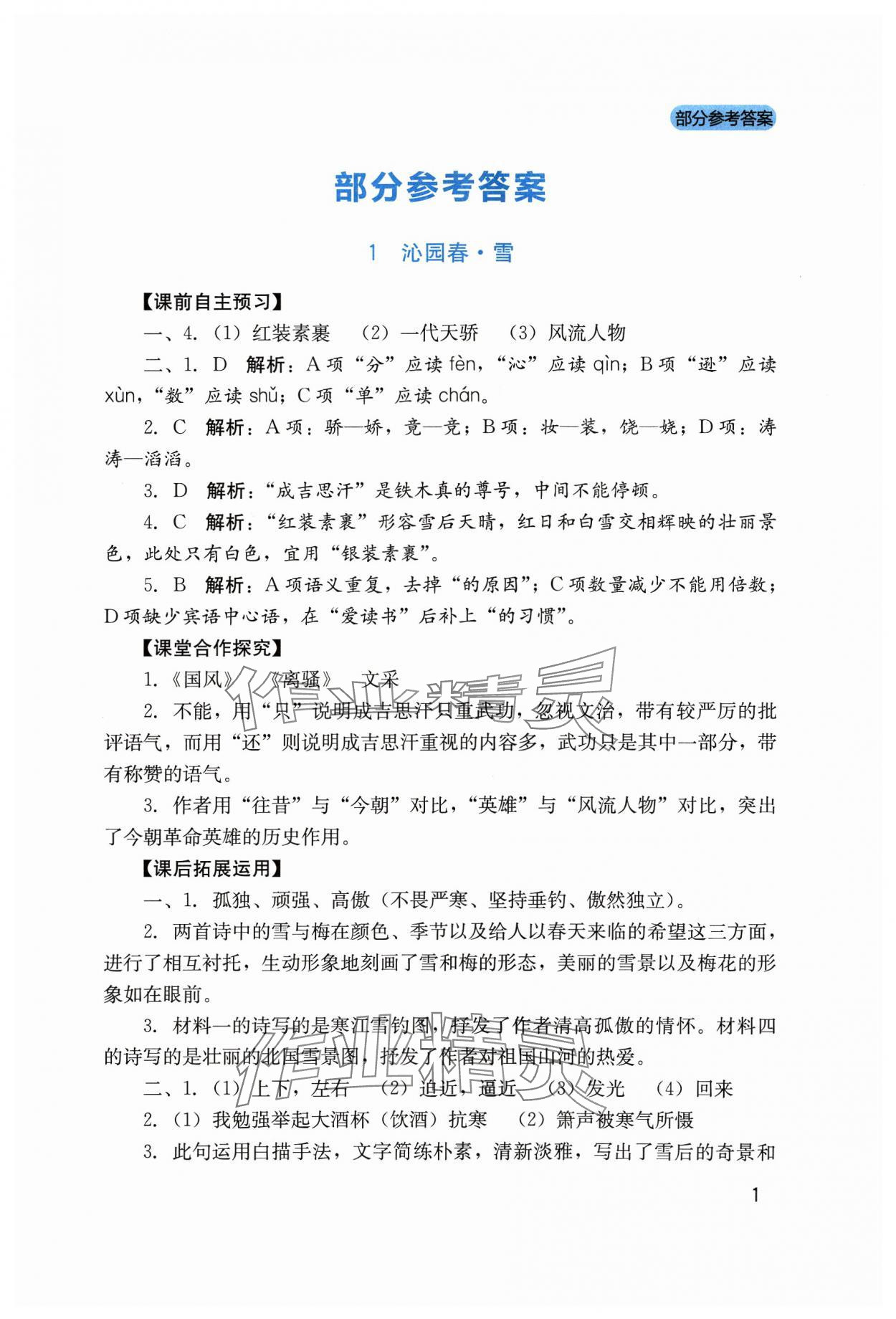 2023年新课程实践与探究丛书九年级语文上册人教版 第1页