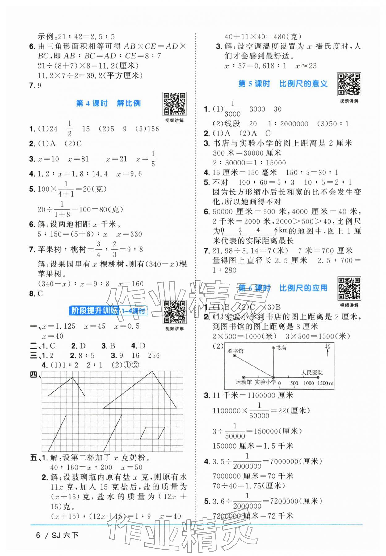 2026年阳光同学课时优化作业六年级数学下册苏教版&nbsp;参考答案第6页