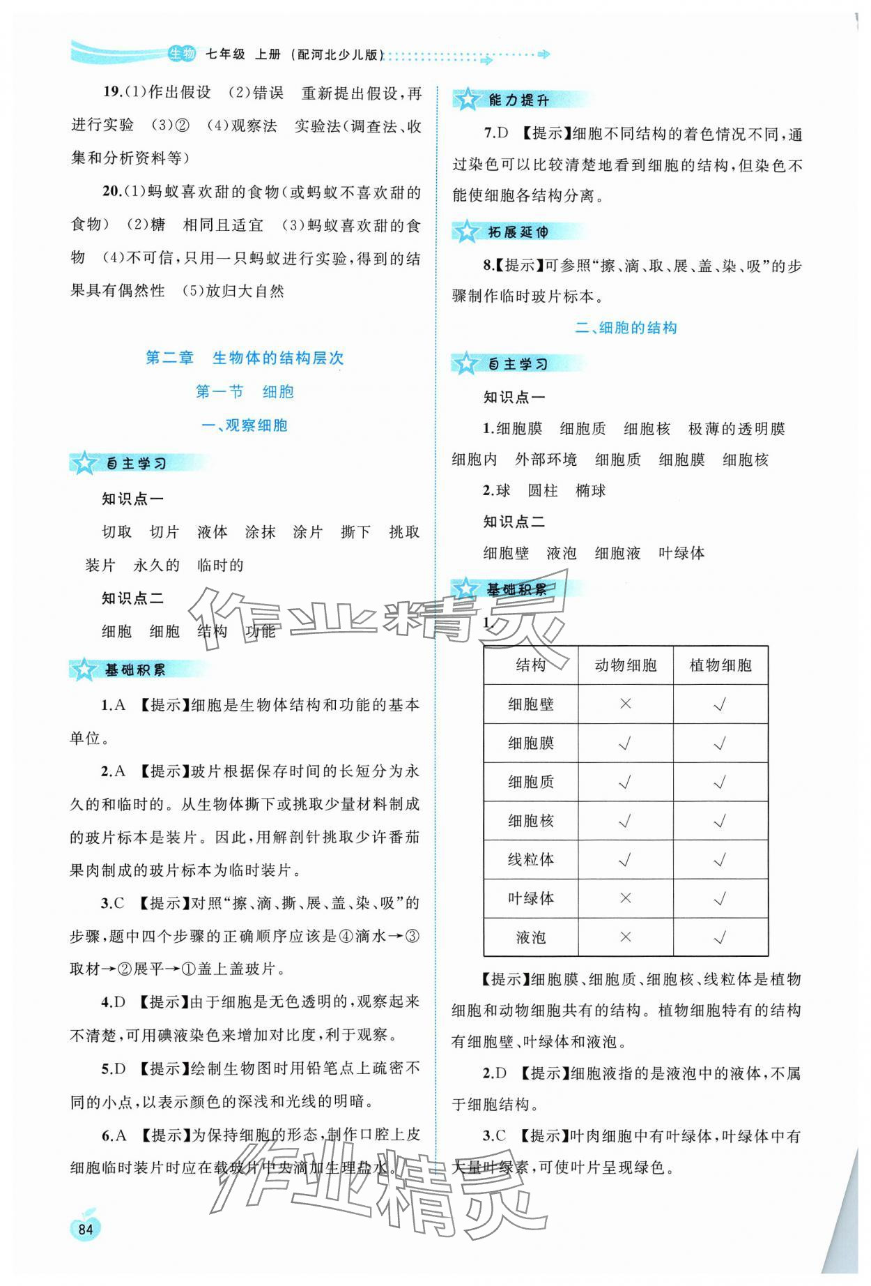 2023年新課程學(xué)習(xí)與評測同步學(xué)習(xí)七年級生物上冊冀少版 第4頁