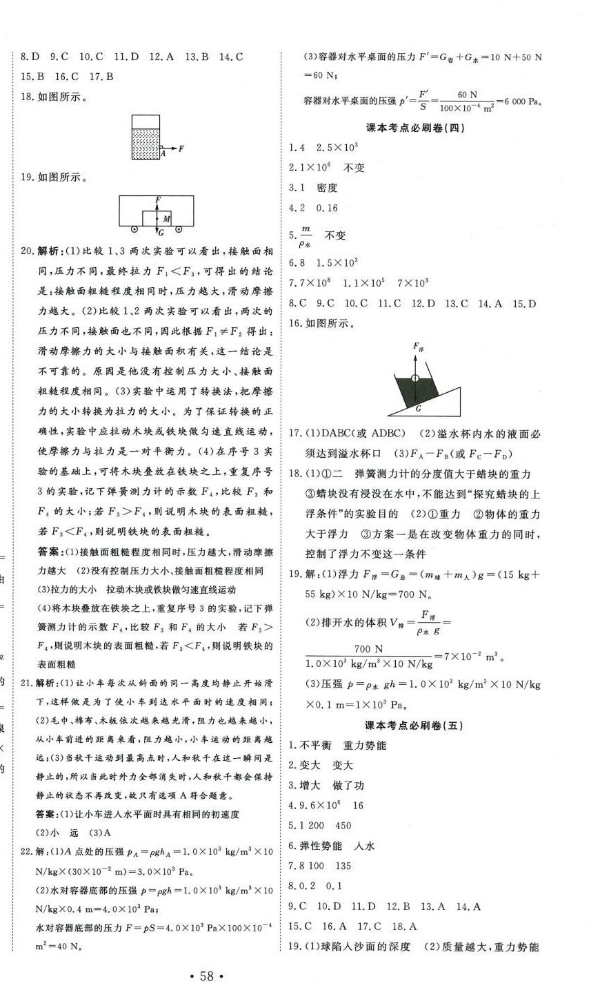 2024年黃岡學(xué)霸必刷卷八年級物理下冊人教版 參考答案第2頁