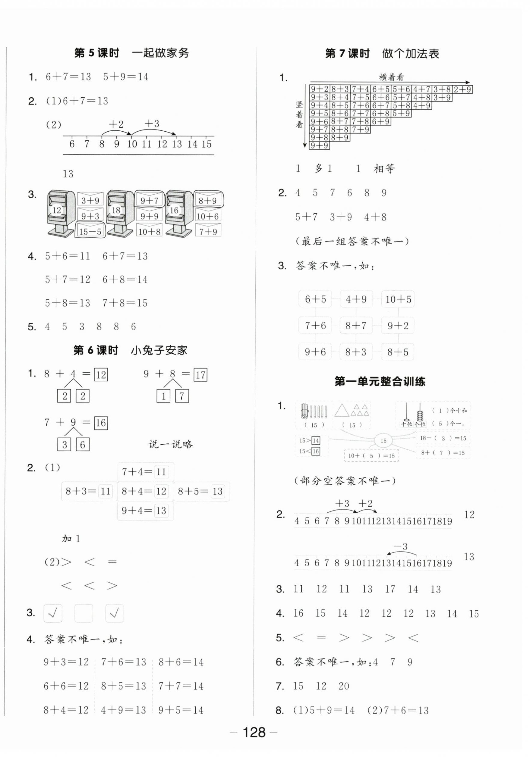 2025年全品學(xué)練考一年級(jí)數(shù)學(xué)下冊(cè)北師大版 參考答案第2頁