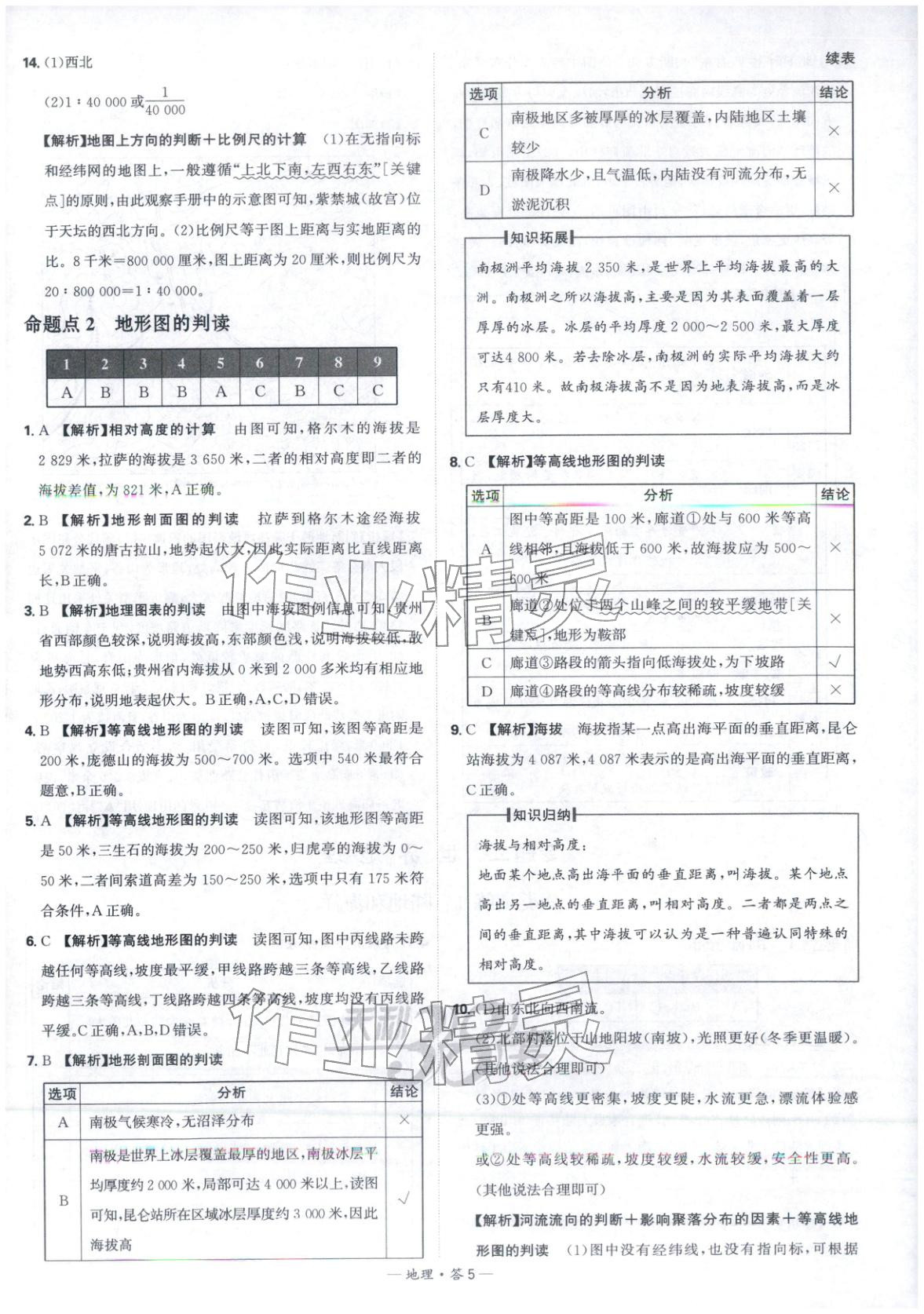 2026年天利38套中考试题分类地理 参考答案第5页