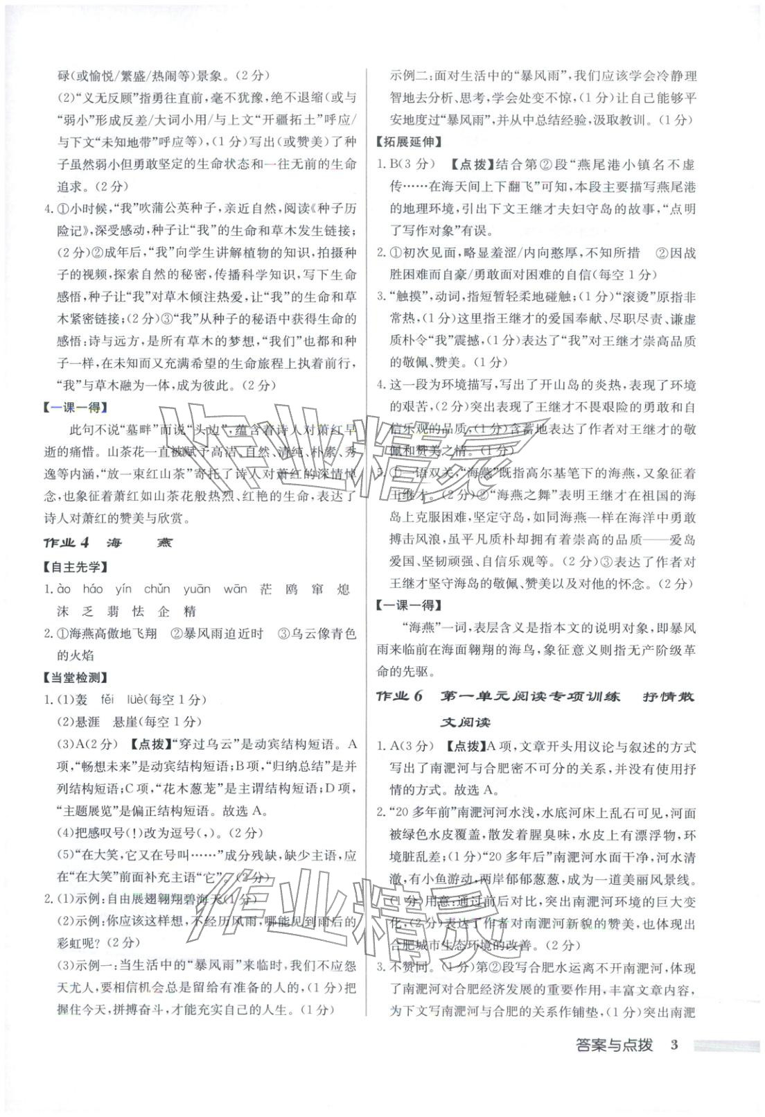 2025年启东中学作业本九年级语文上册人教版安徽专版 第3页