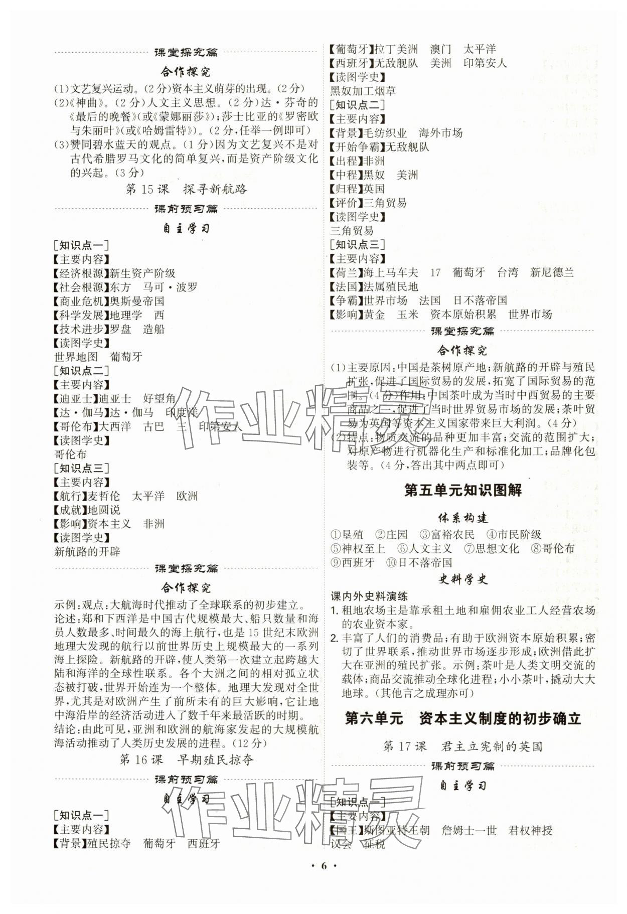 2024年精準同步九年級歷史全一冊人教版廣州專版 第6頁