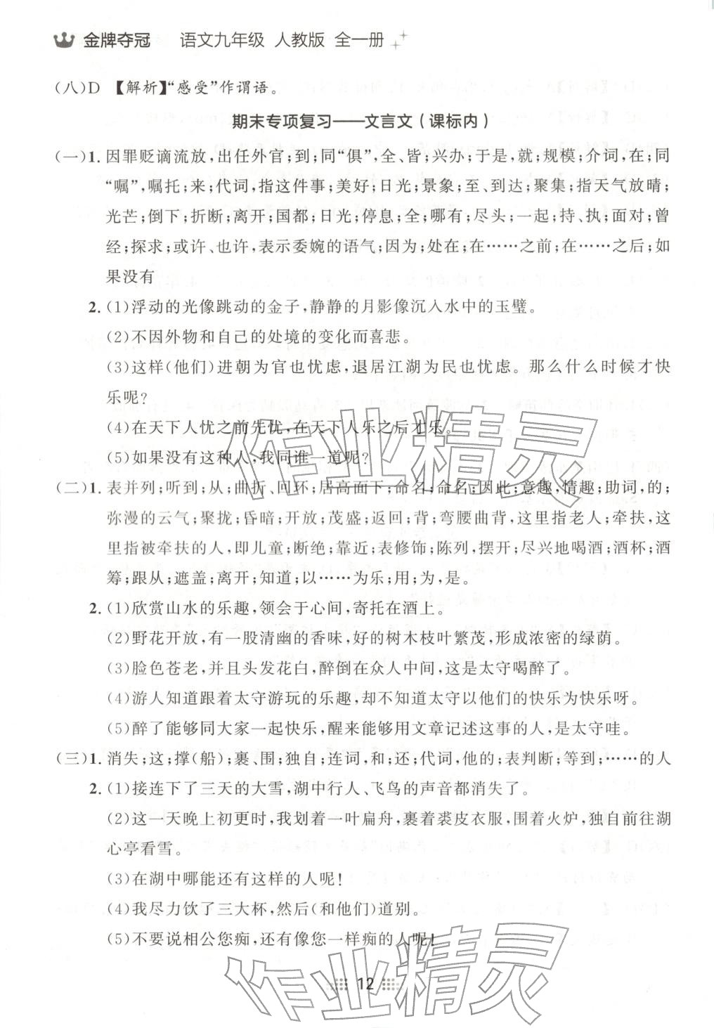 2025年点石成金金牌夺冠九年级语文全一册人教版辽宁专版&nbsp;第12页