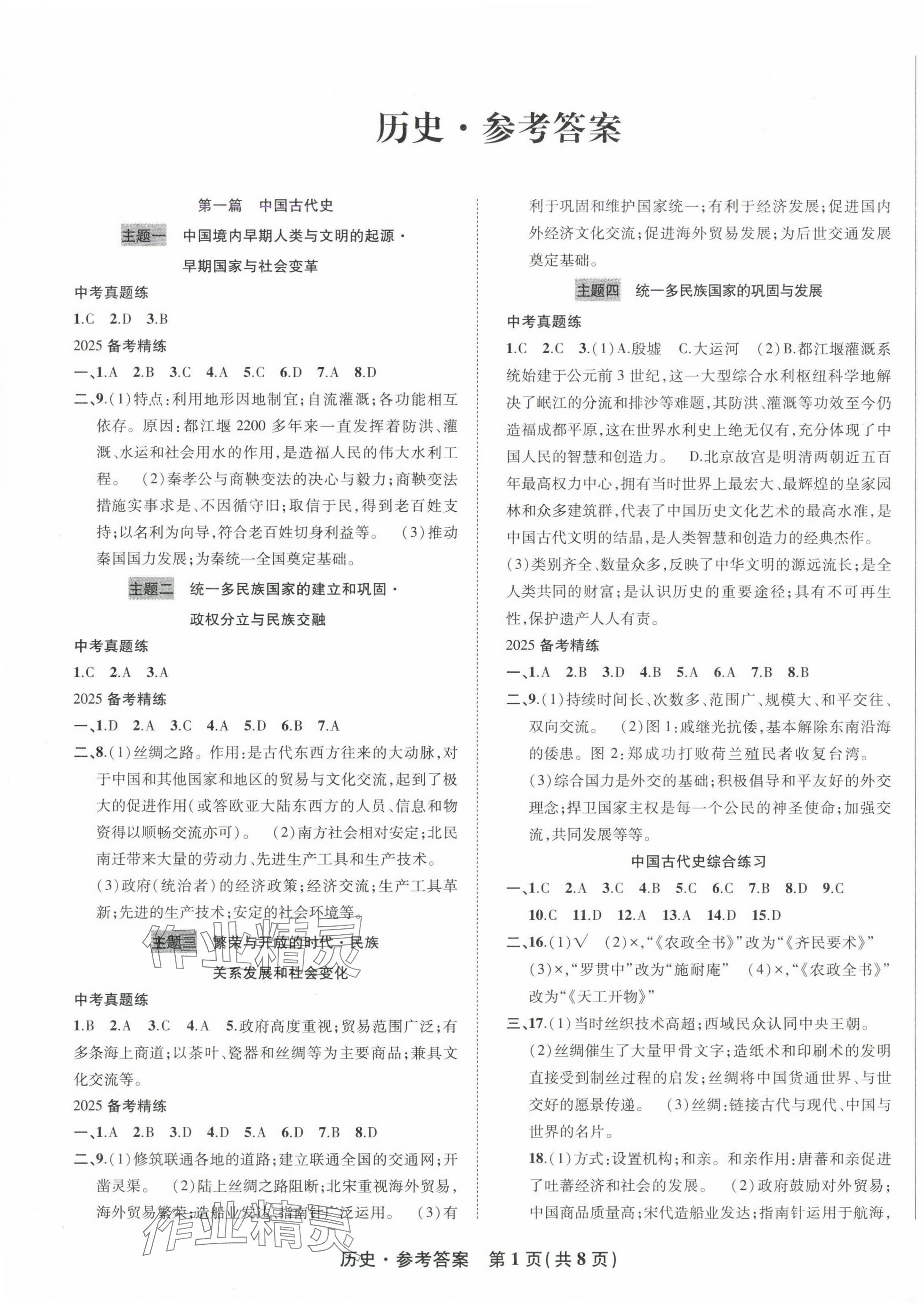 2025年九年級畢業(yè)班綜合練習(xí)與檢測歷史人教版 第1頁