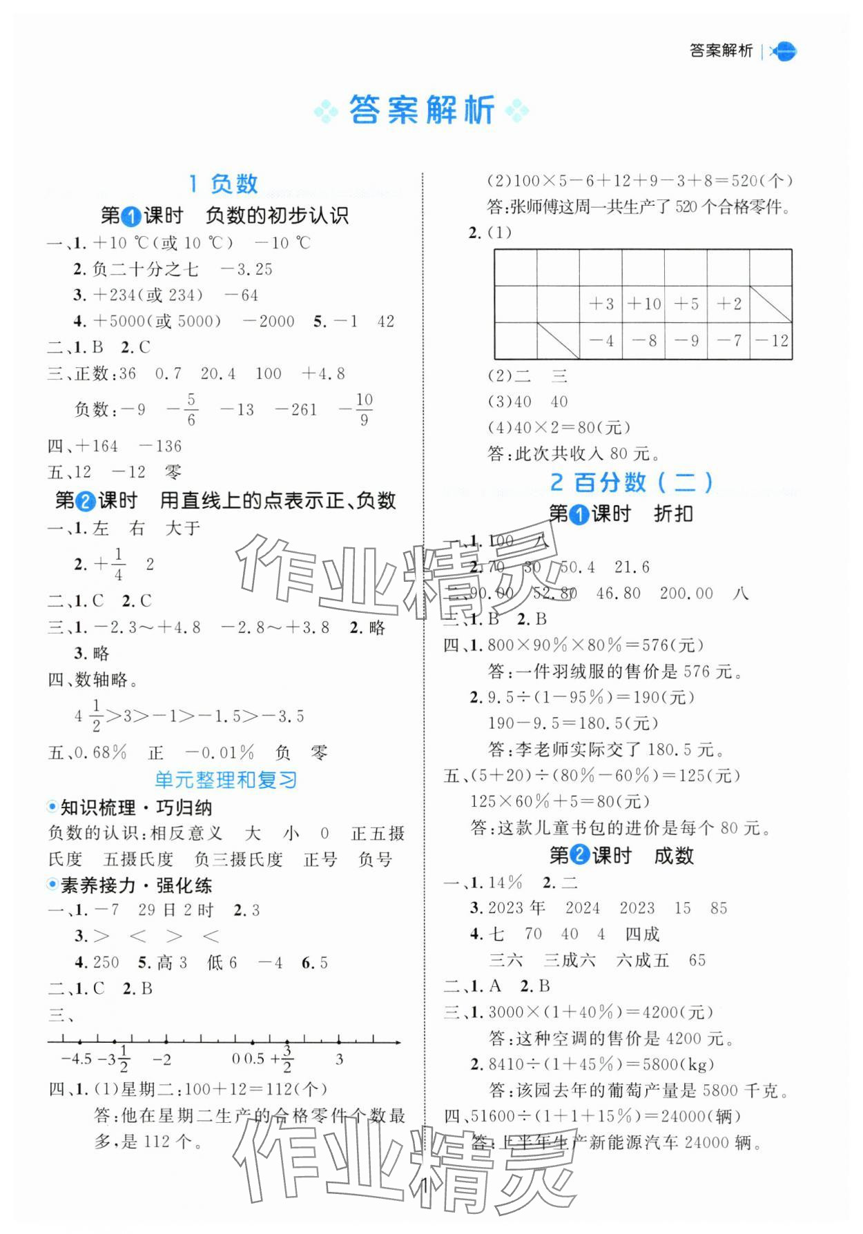 2025年細解巧練六年級數(shù)學下冊人教版 參考答案第1頁