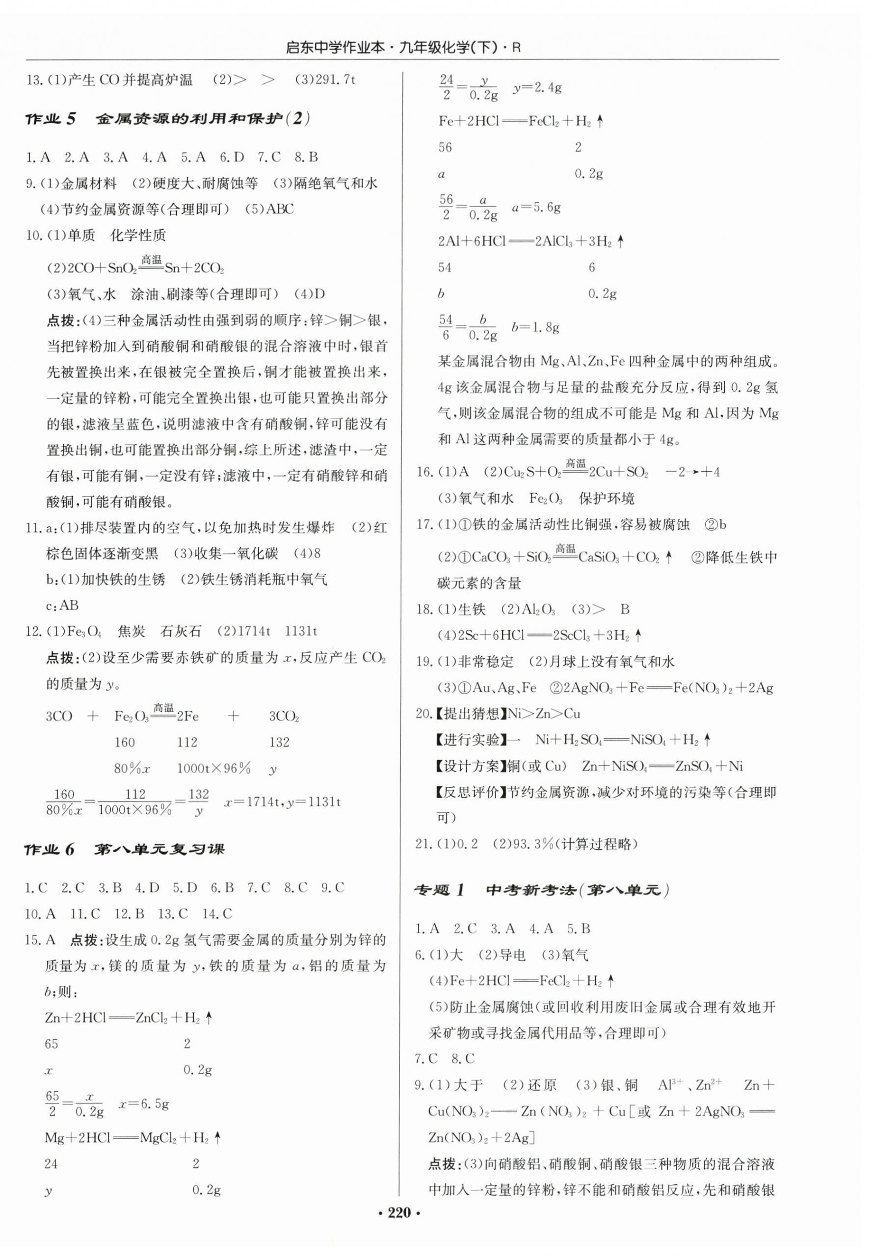 2024年啟東中學(xué)作業(yè)本九年級(jí)化學(xué)下冊(cè)人教版 第2頁(yè)