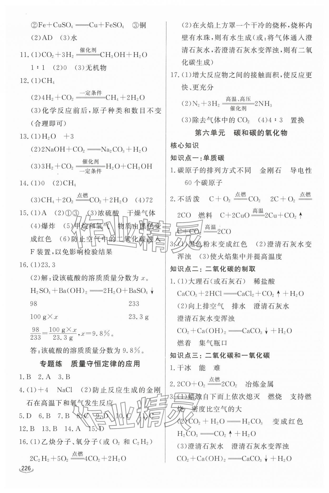 2024年初中學(xué)業(yè)水平考試備考指導(dǎo)化學(xué)臨沂專版&nbsp;參考答案第7頁